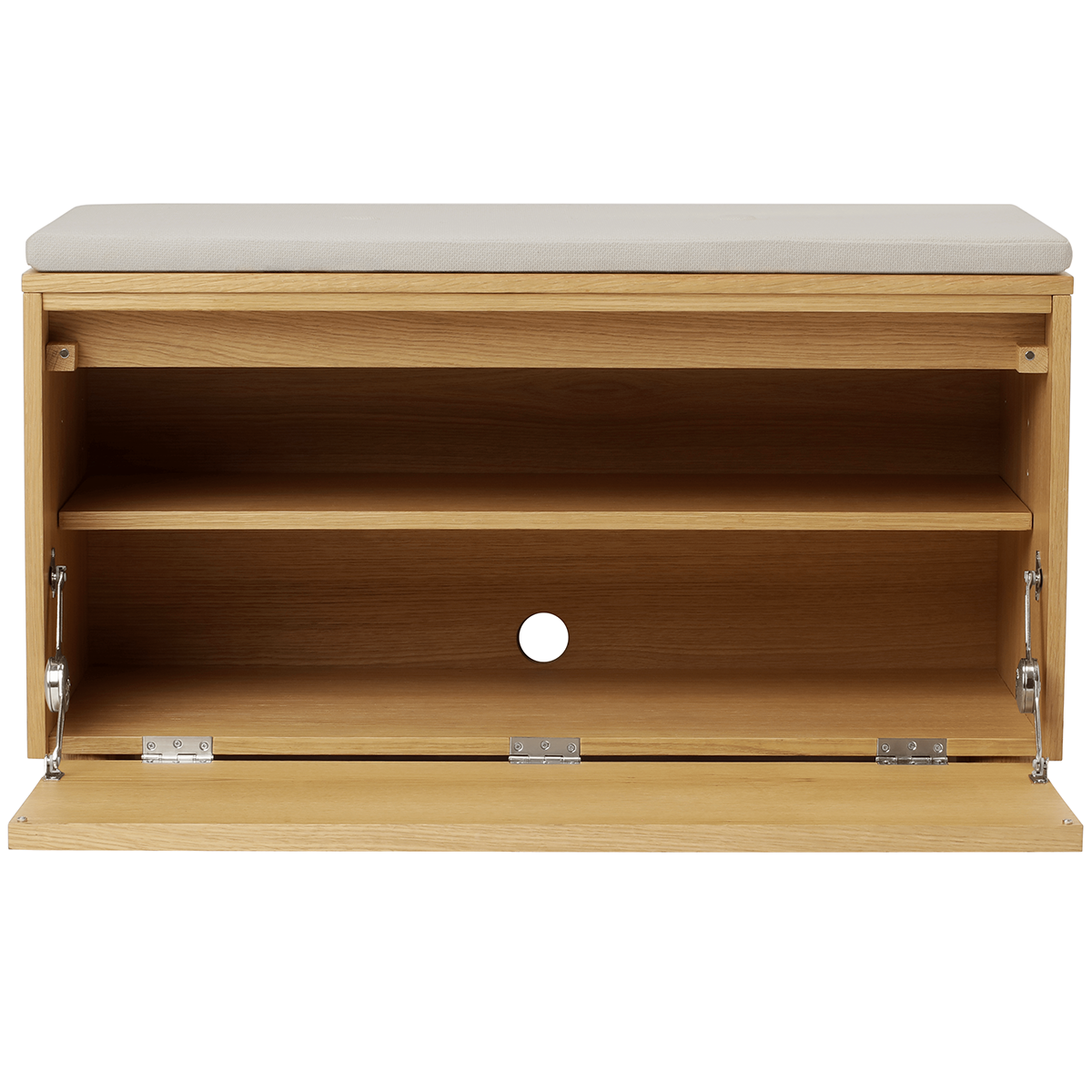 Hideaway Oak Storage Bench with Cushion