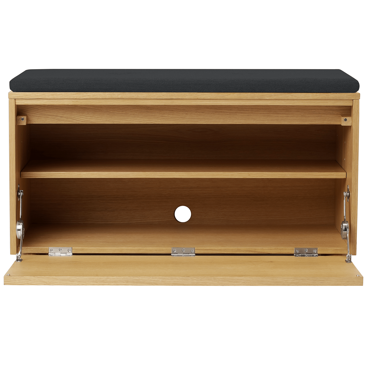 Hideaway Oak Storage Bench with Cushion