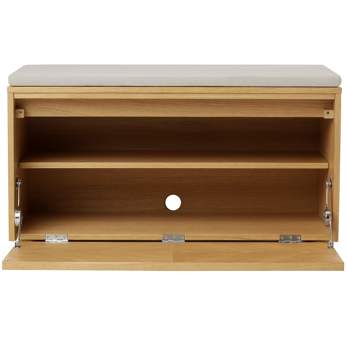 Hideaway Grid Door Storage Bench with Cushion