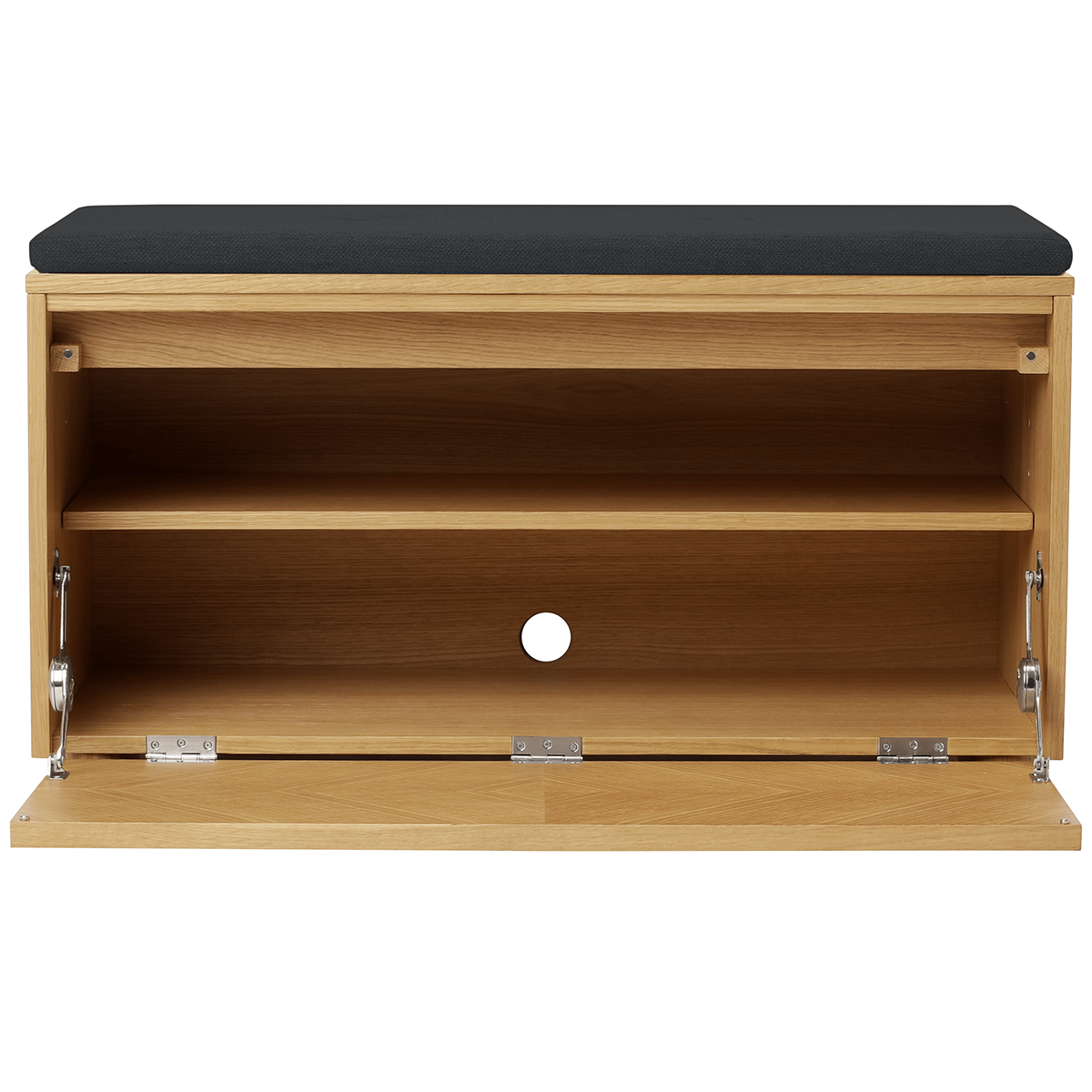 Hideaway Grid Door Storage Bench with Cushion