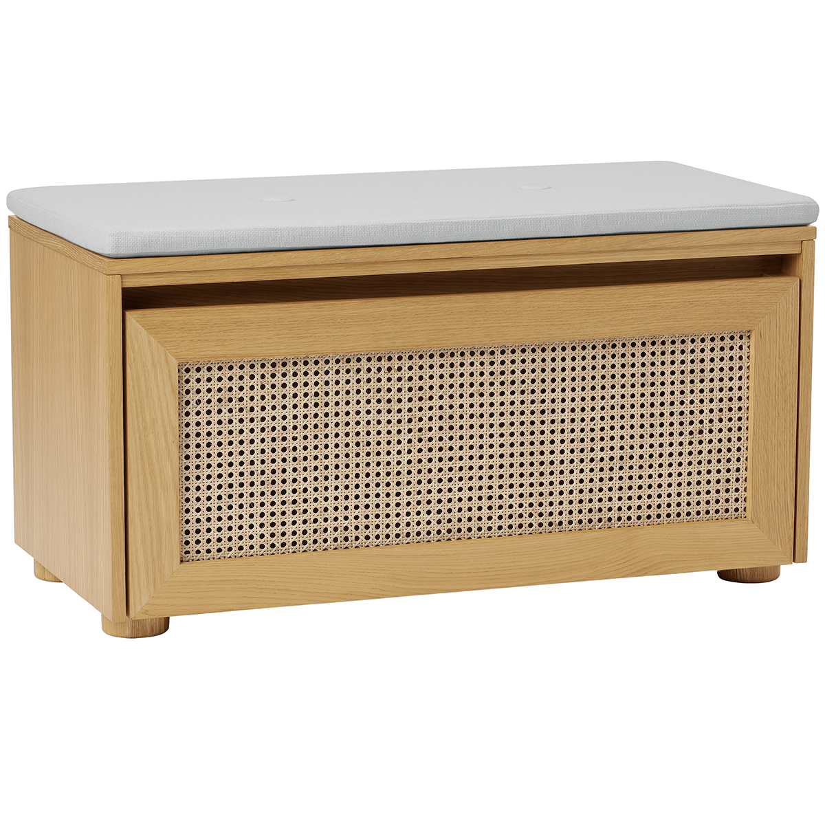 Hideaway Cane Door Storage Bench with Cushion