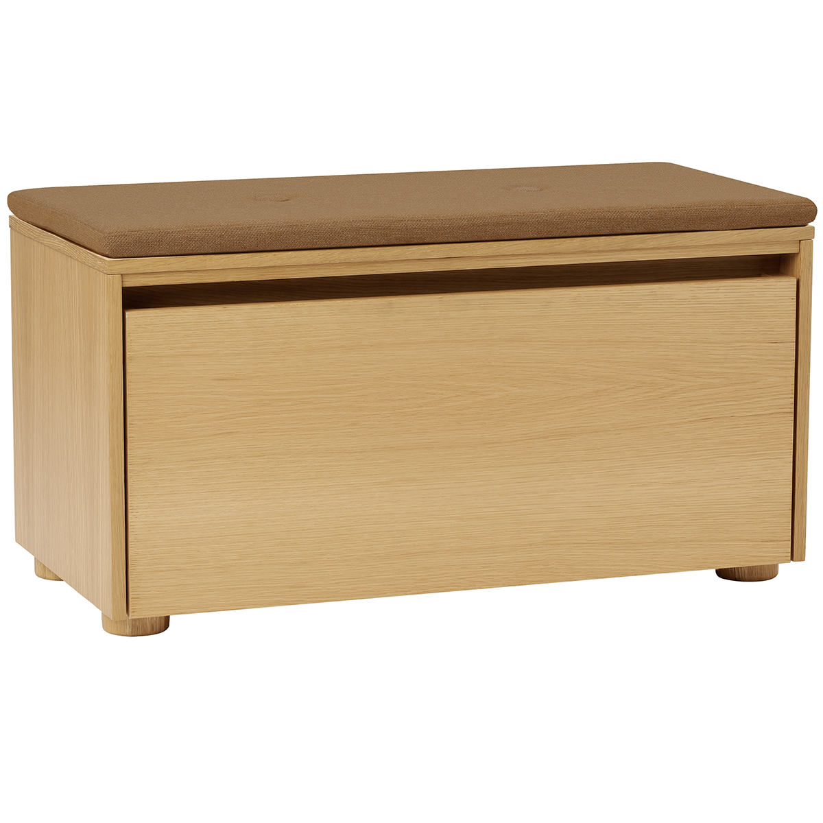 Hideaway Oak Storage Bench with Cushion