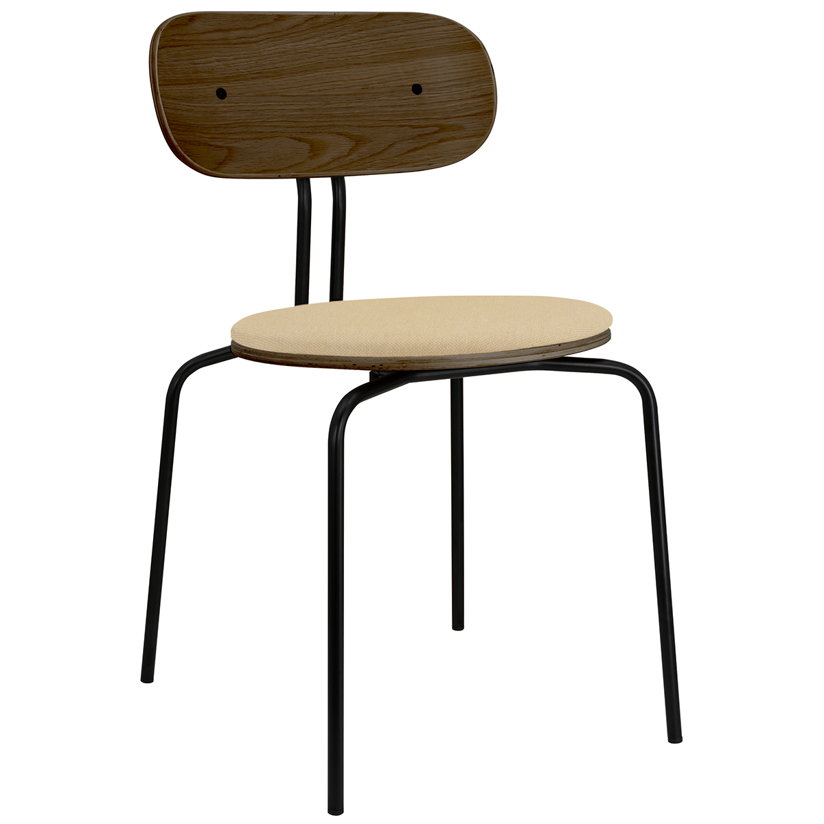 Curious Smoked Oak Wood Chair with Cushion