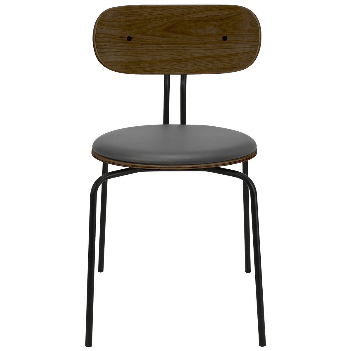 Curious Smoked Oak Wood Chair with Leather Cushion