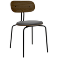 Curious Smoked Oak Wood Chair with Leather Cushion