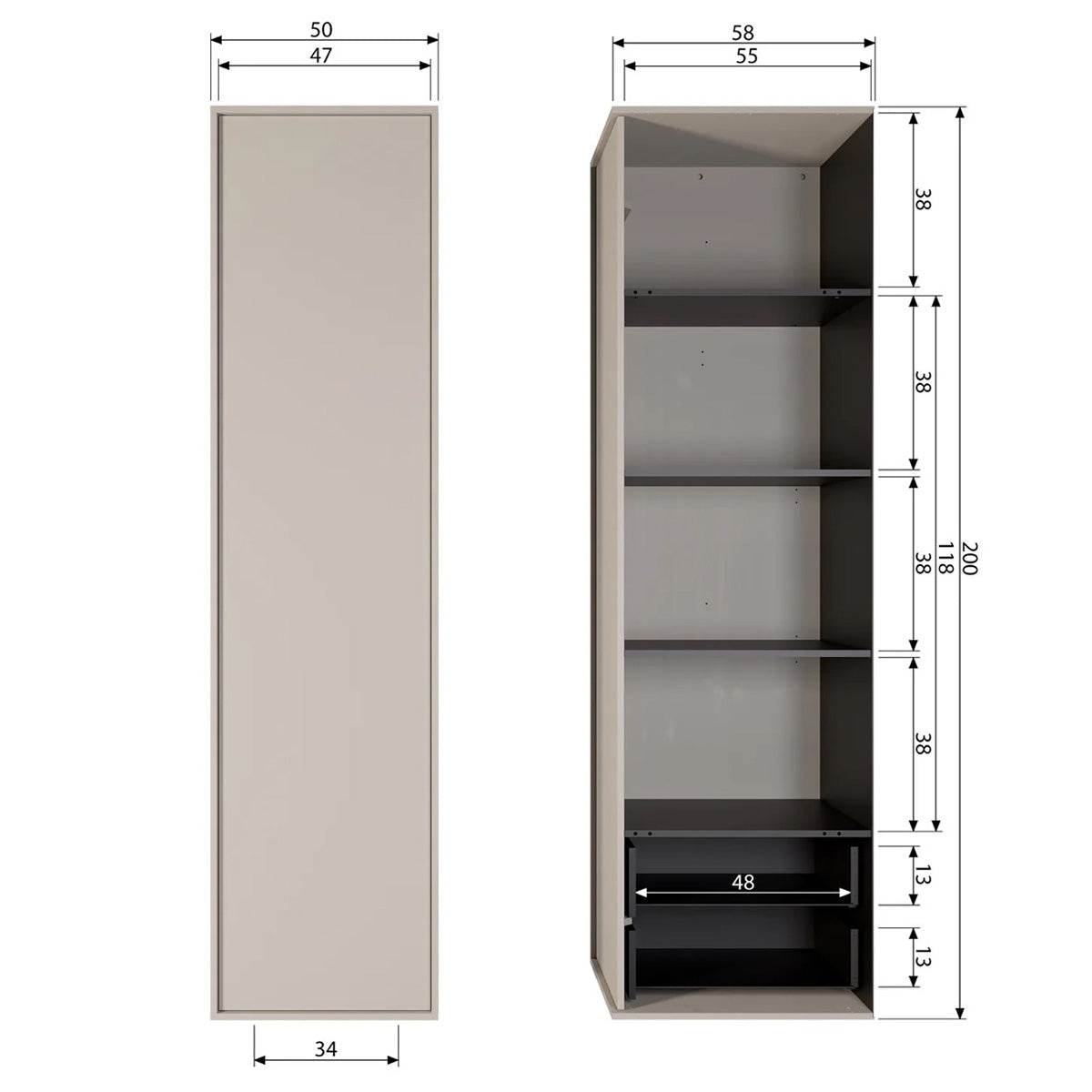 Daily Single Closet 200x50 cm