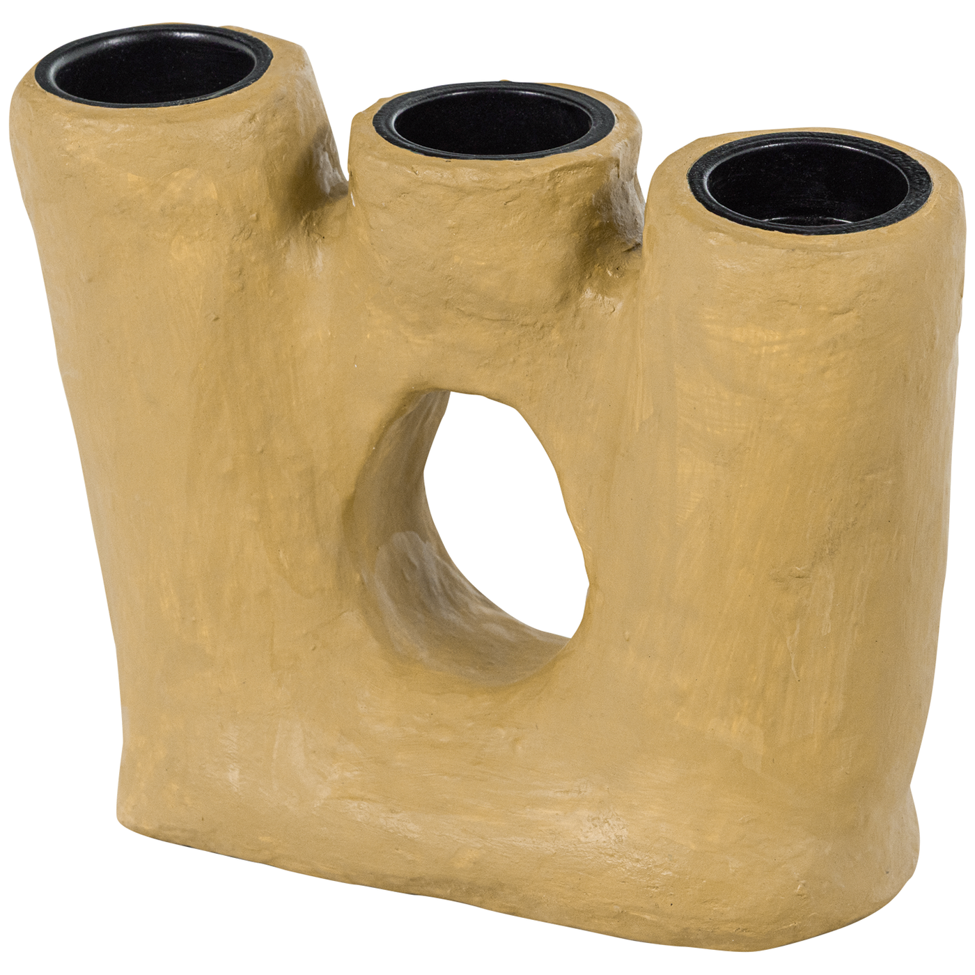 Aven Honey Yellow Papier Mache Candle Holder