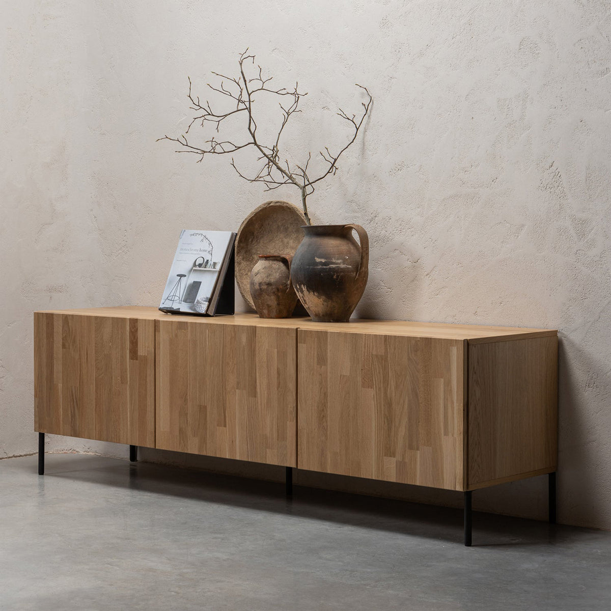 Bono Gravure Natural Oak Wood TV Unit