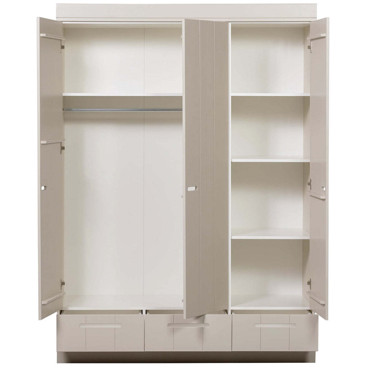 Connect Basic Pine Wood 3 Doors 3 Drawers Strip Doors Cabinet