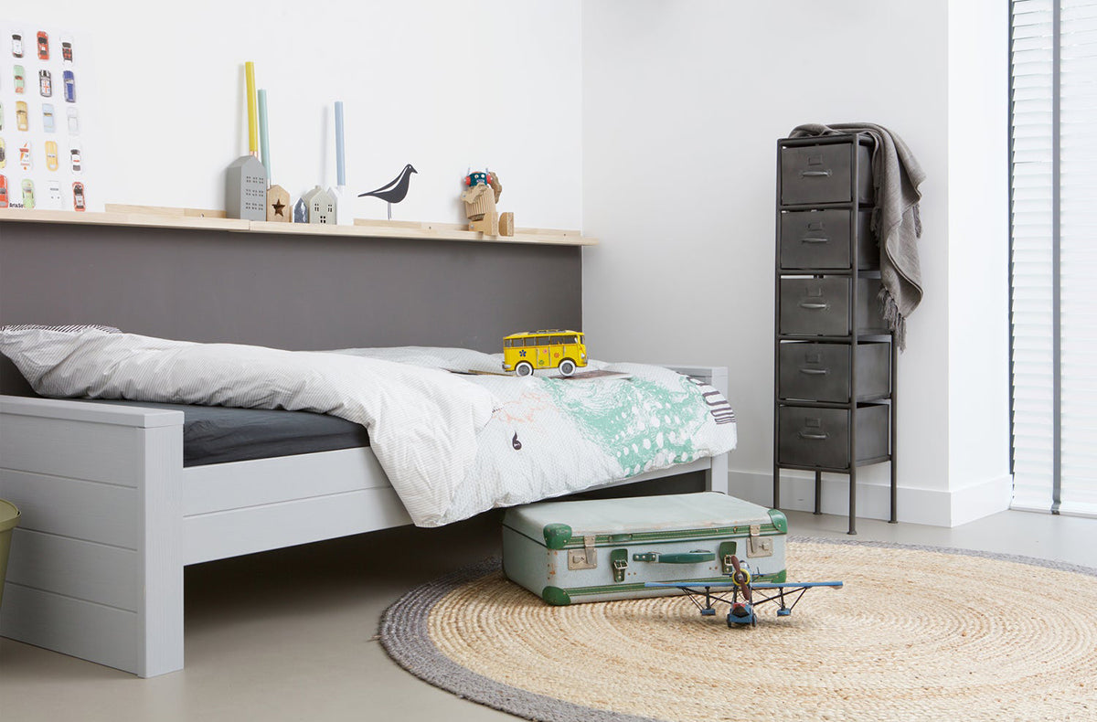 Dennis Brushed Pine Wood Bed