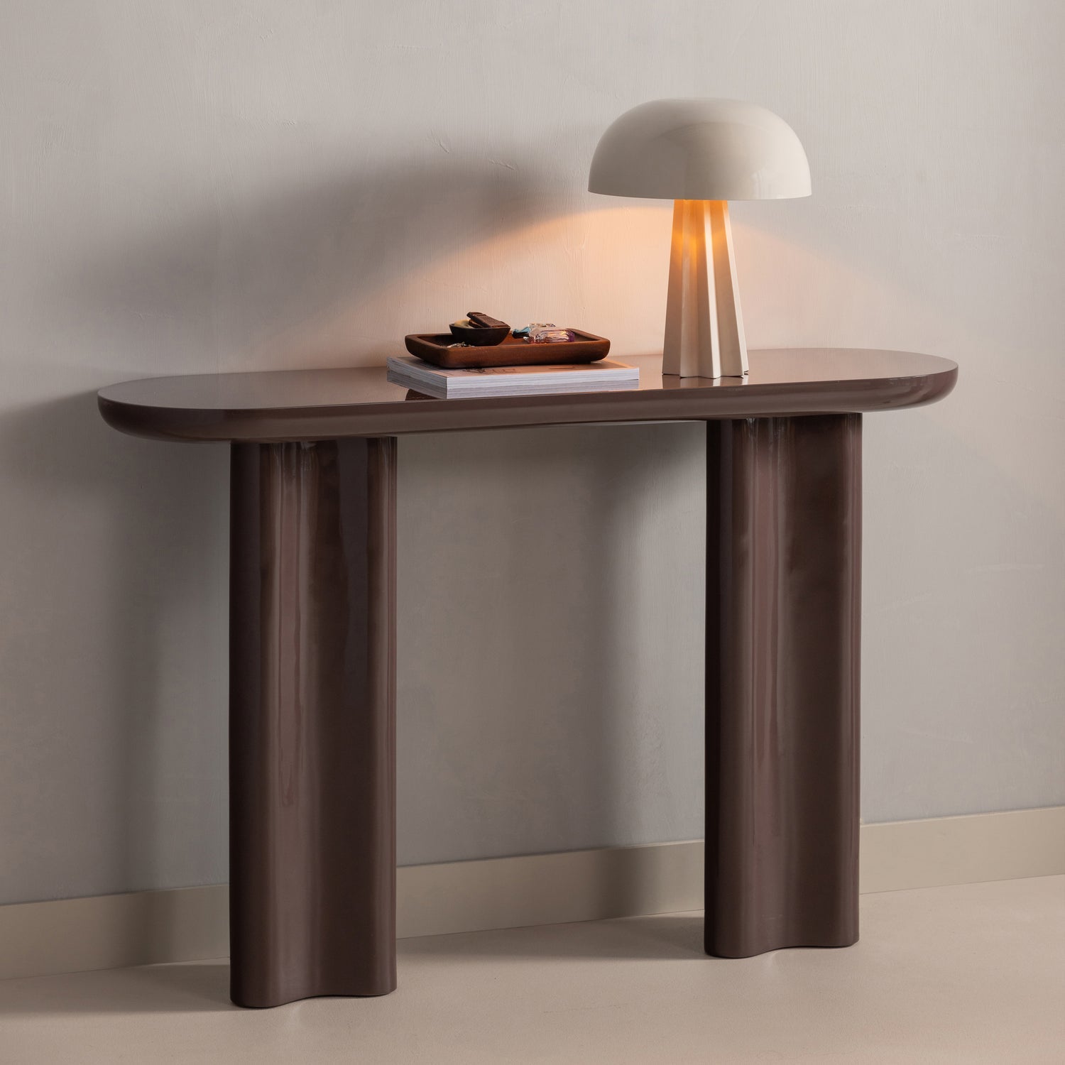 Evara Dark Brown High Gloss Console