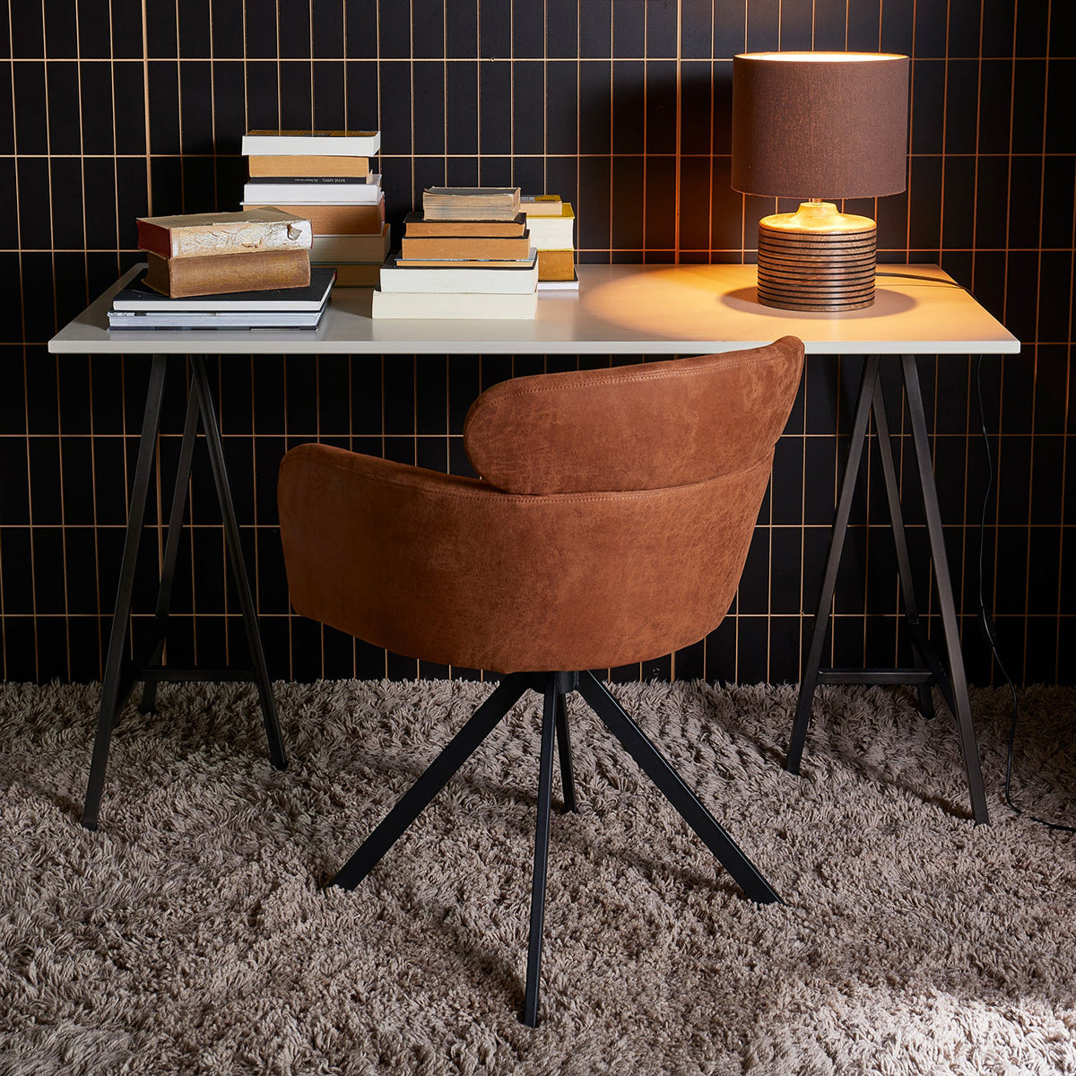 Fenne Petunia Leather Look Swivel Dining Chair