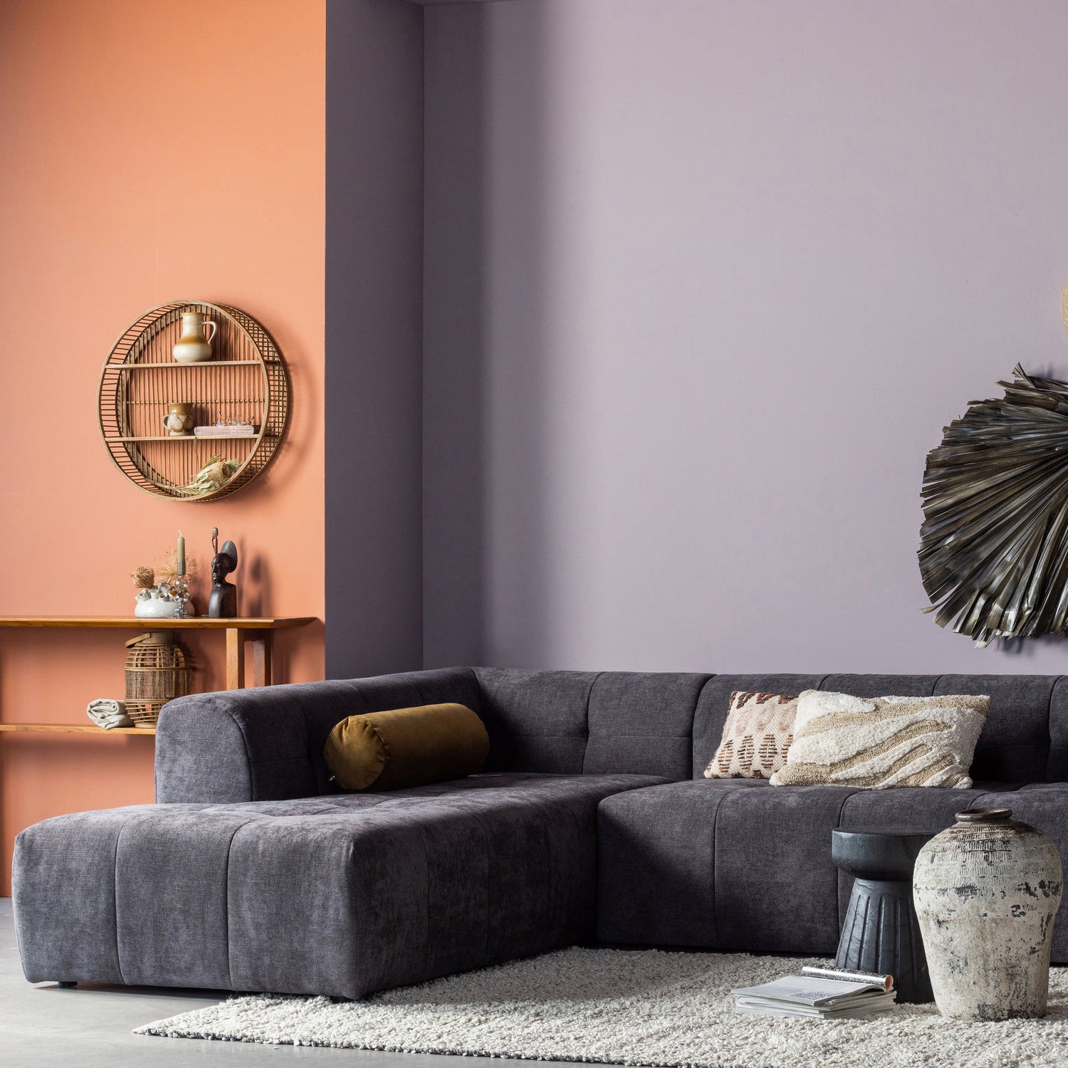 Grid Chenille Corner Sofa