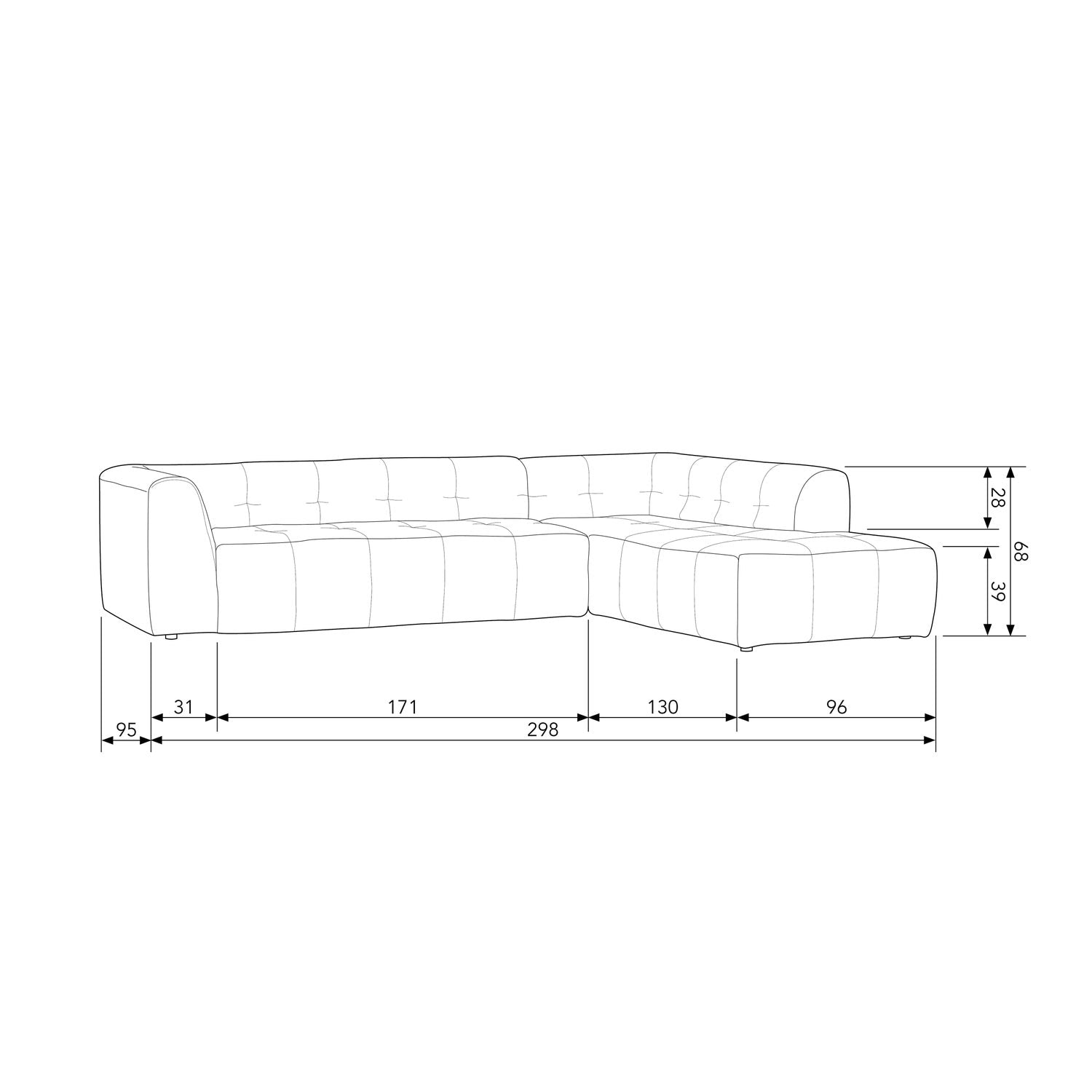 Grid Chenille Corner Sofa