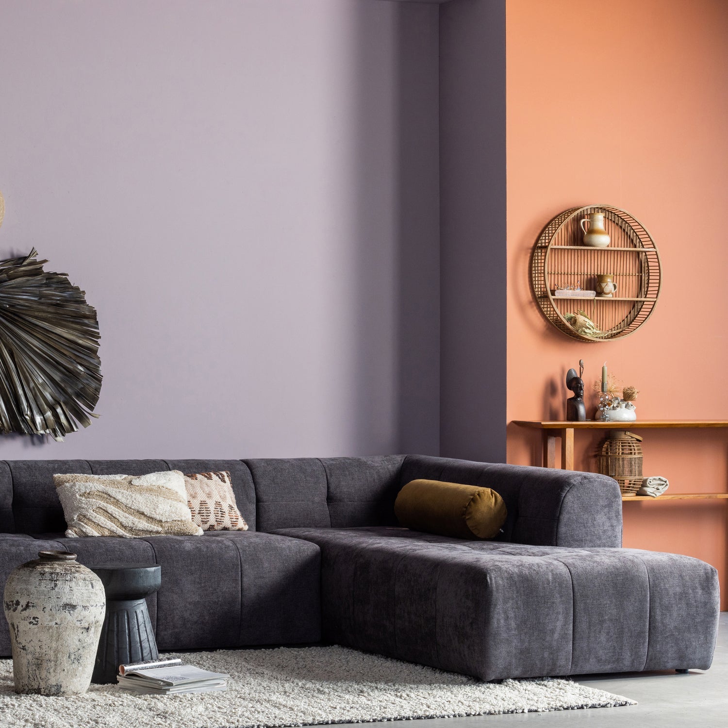 Grid Chenille Corner Sofa