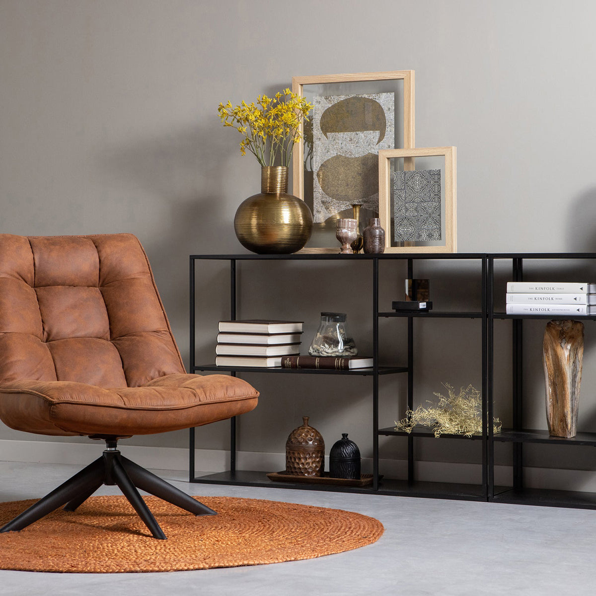 Jouke Imitation Leather Swivel Armchair