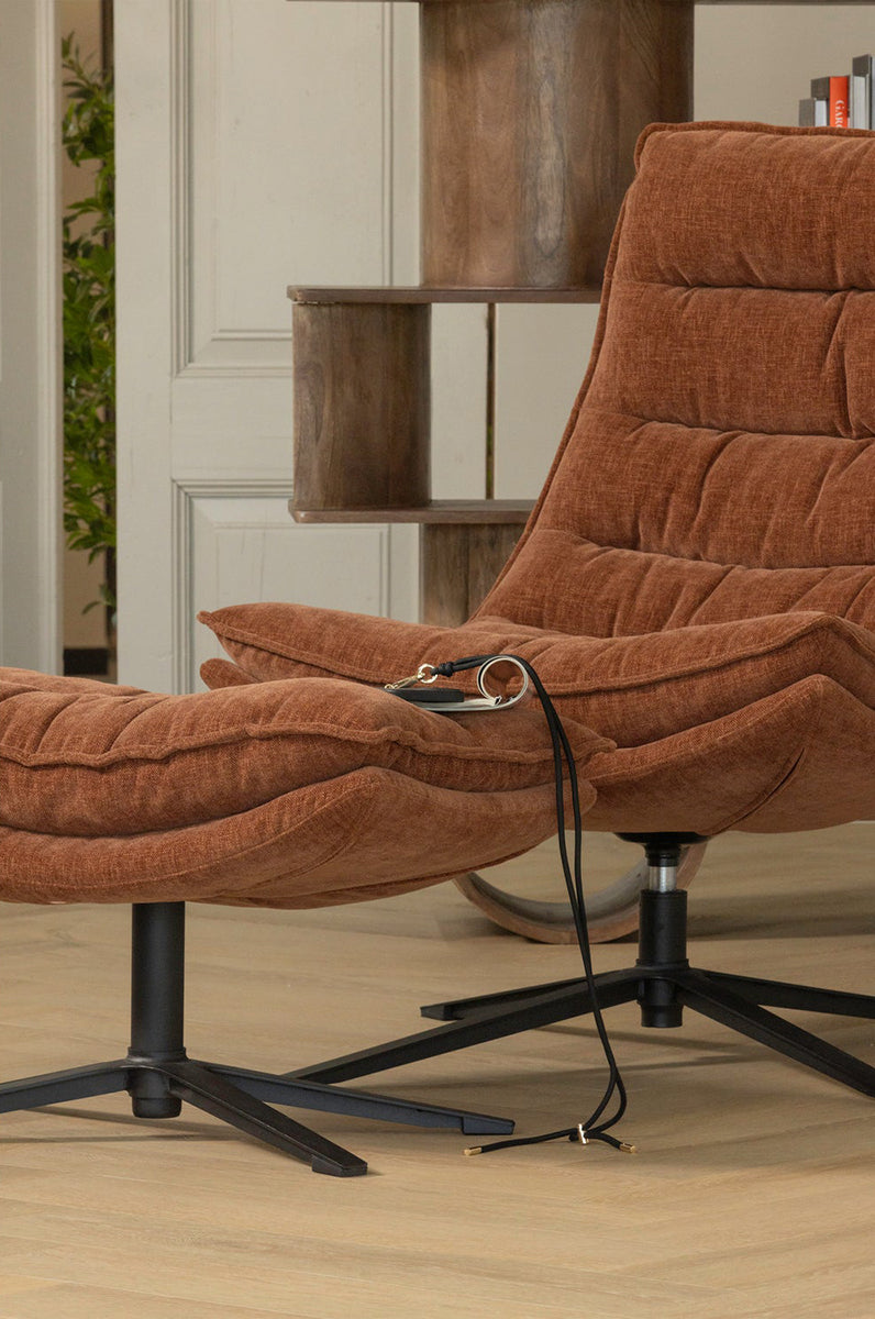 Kube Swivel Armchair with Hocker