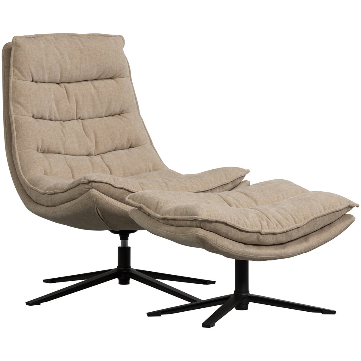 Kube Swivel Armchair with Hocker