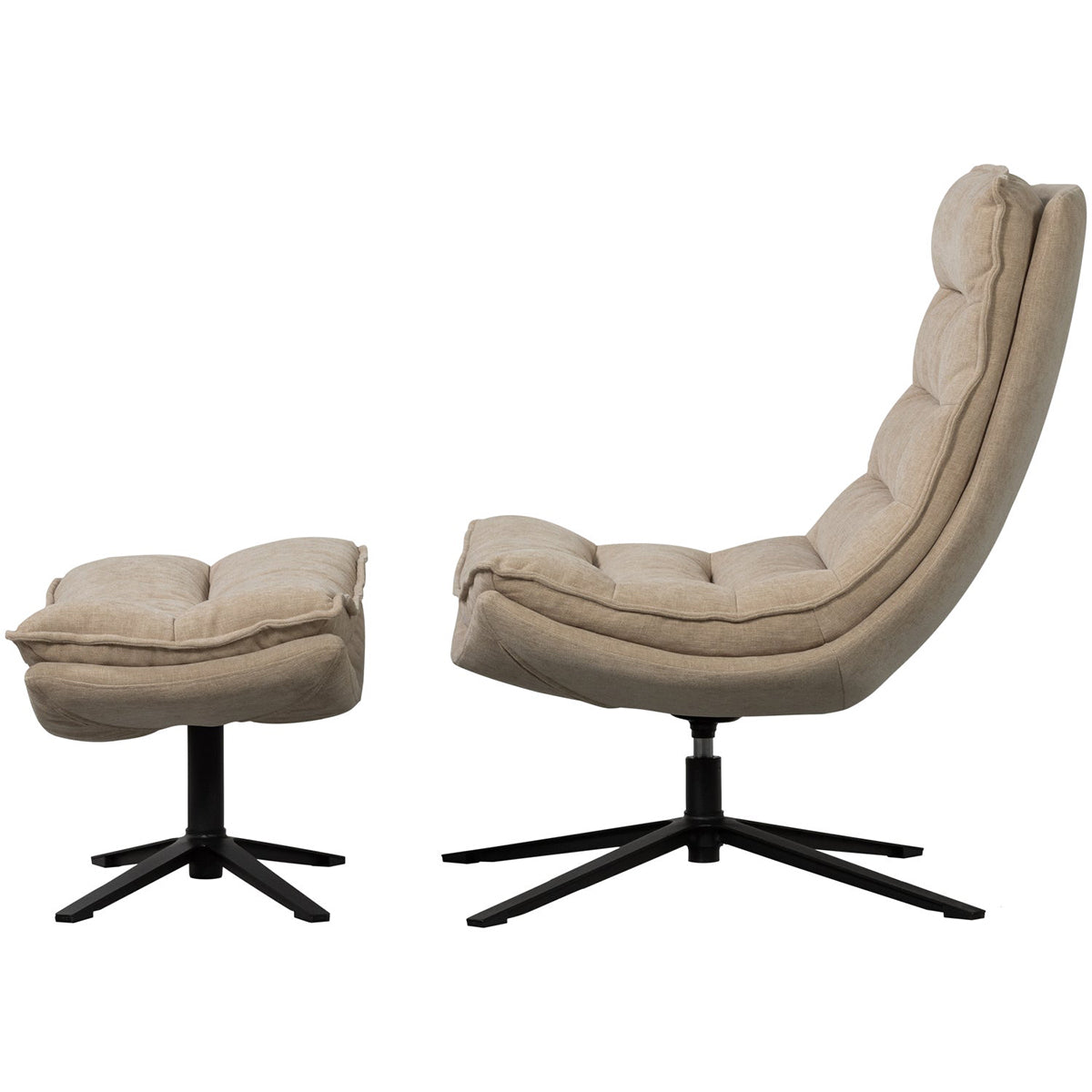 Kube Swivel Armchair with Hocker