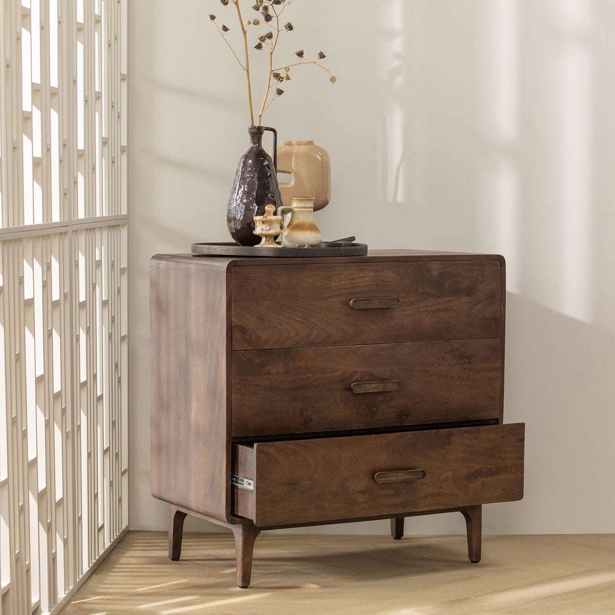 Liya Mango Wood Drawers Cabinet
