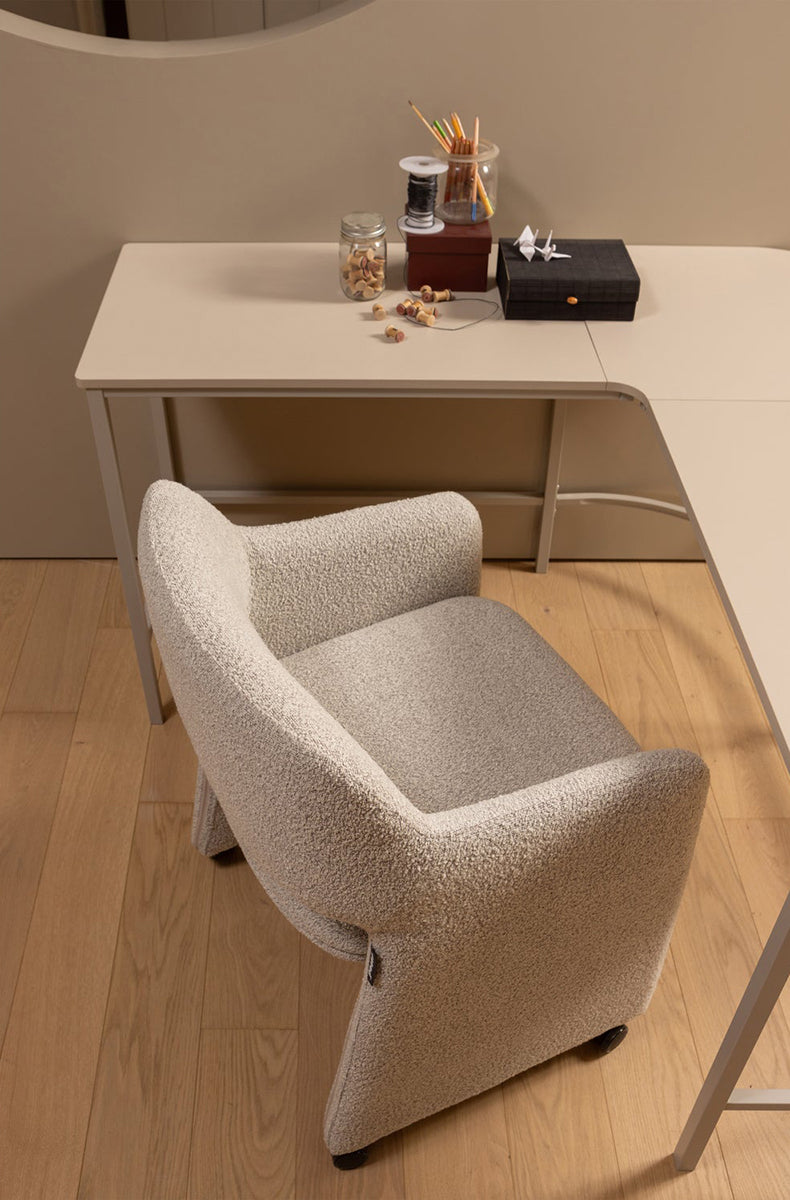 Lyric Boucle Dining Chair with Wheels