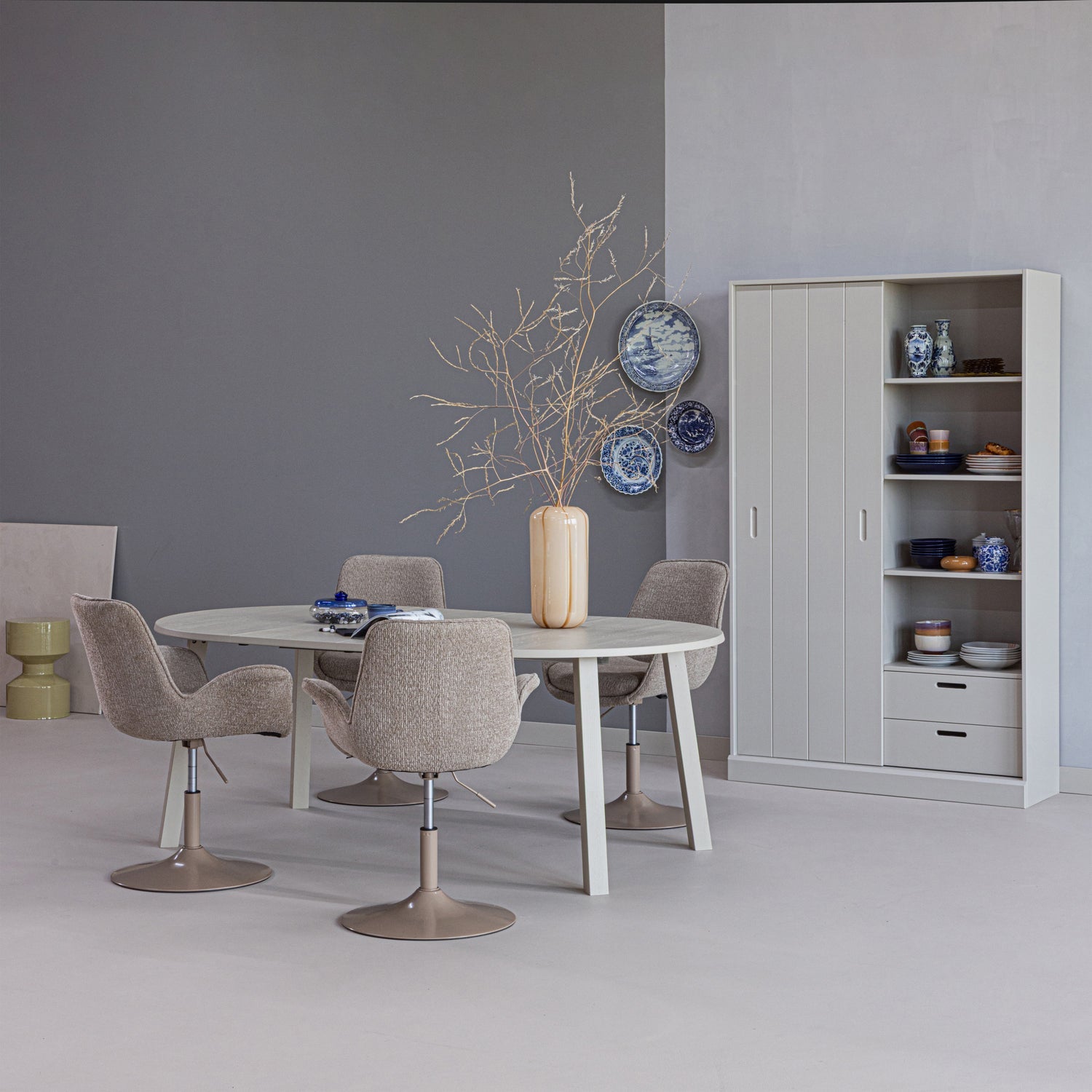 Mila Dust Pine Wood Sliding Door Cabinet