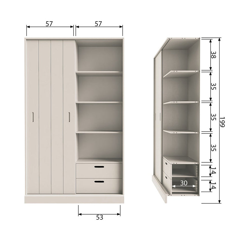 Mila Dust Pine Wood Sliding Door Cabinet