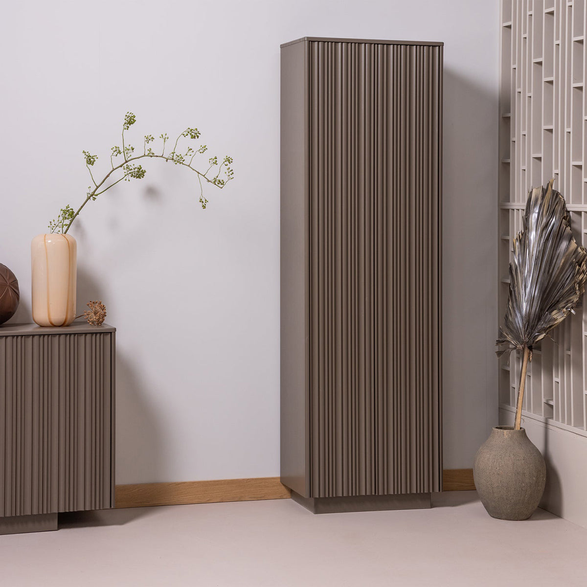 Nova Truffle Brown High Storage Cabinet