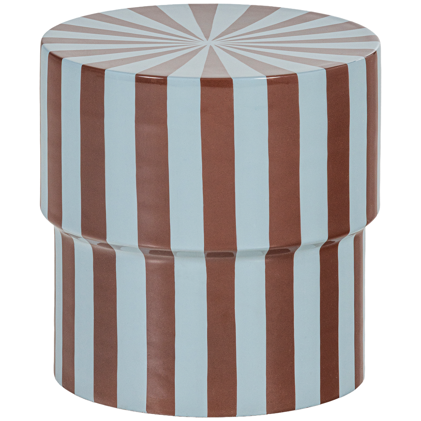 Olia Brown/Blue Stripes High Gloss Side Table