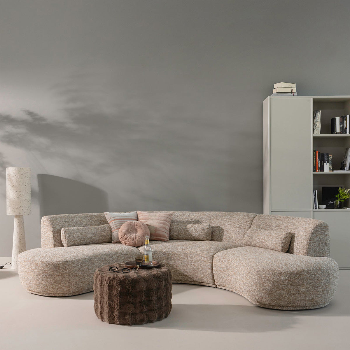 Olven Brown Fluffy Low Pouf