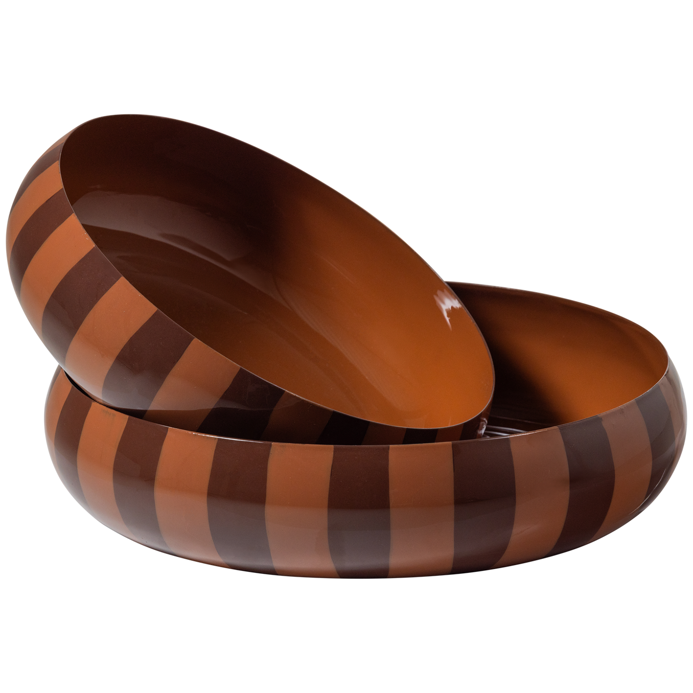 Orba Brown/Pink Stripes High Gloss Bowl (2/Set)