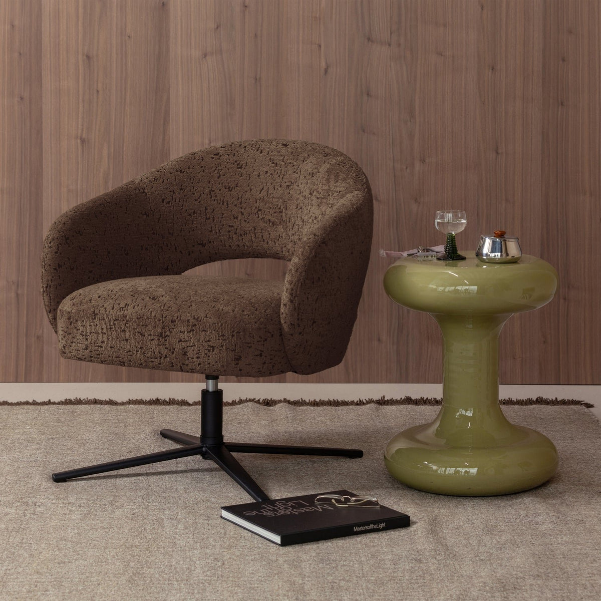 Pico Velvet Structured Swivel Armchair