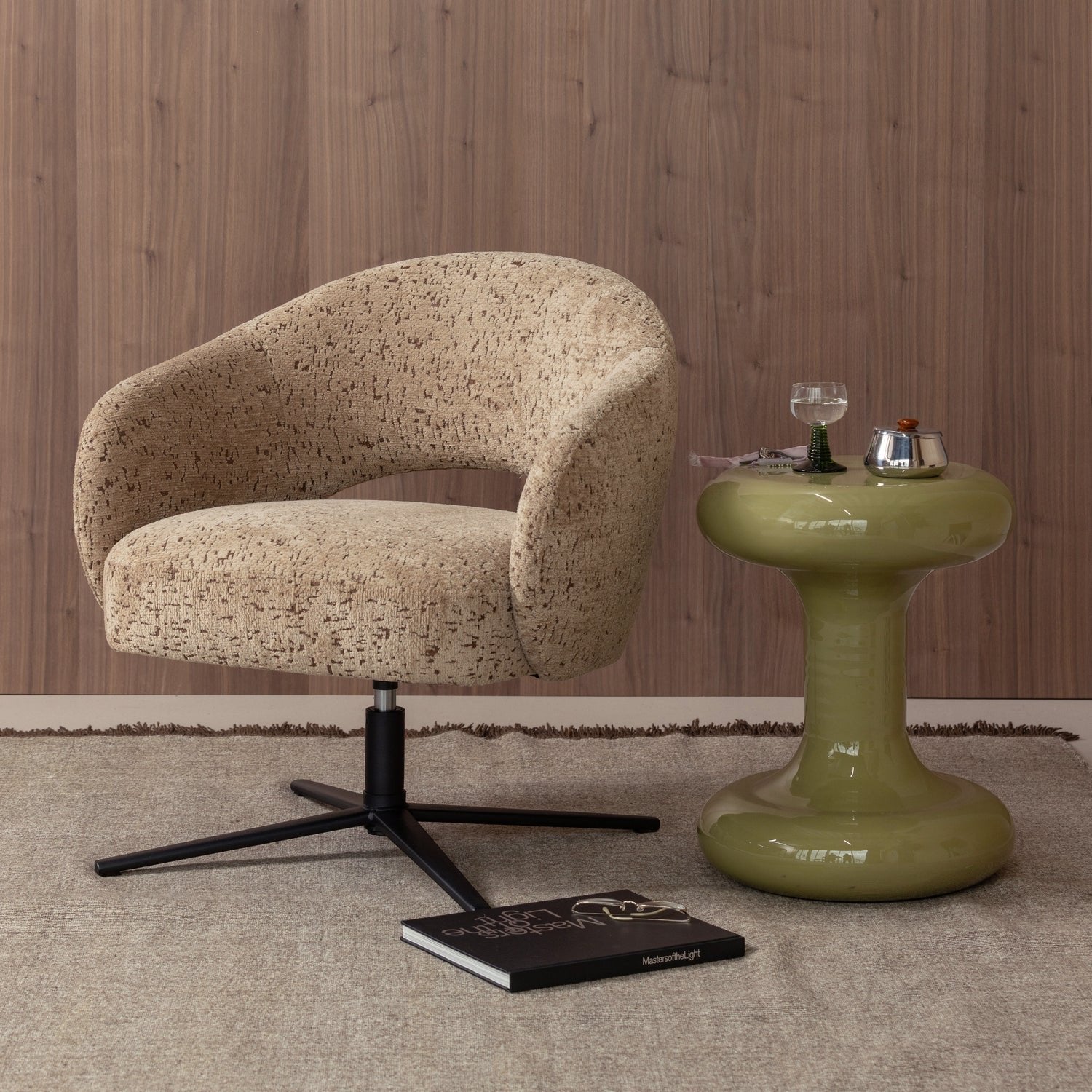Pico Velvet Structured Swivel Armchair