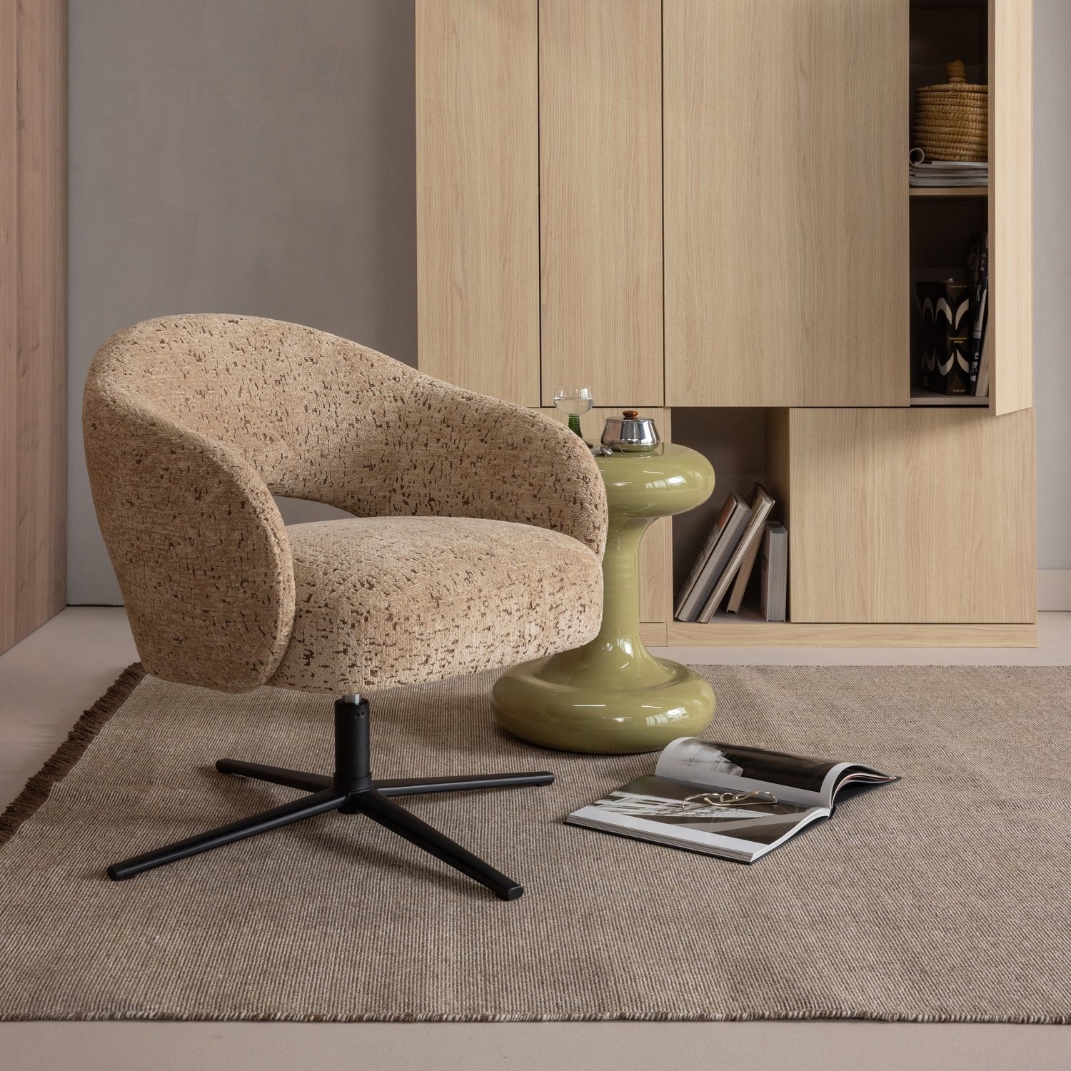 Pico Velvet Structured Swivel Armchair