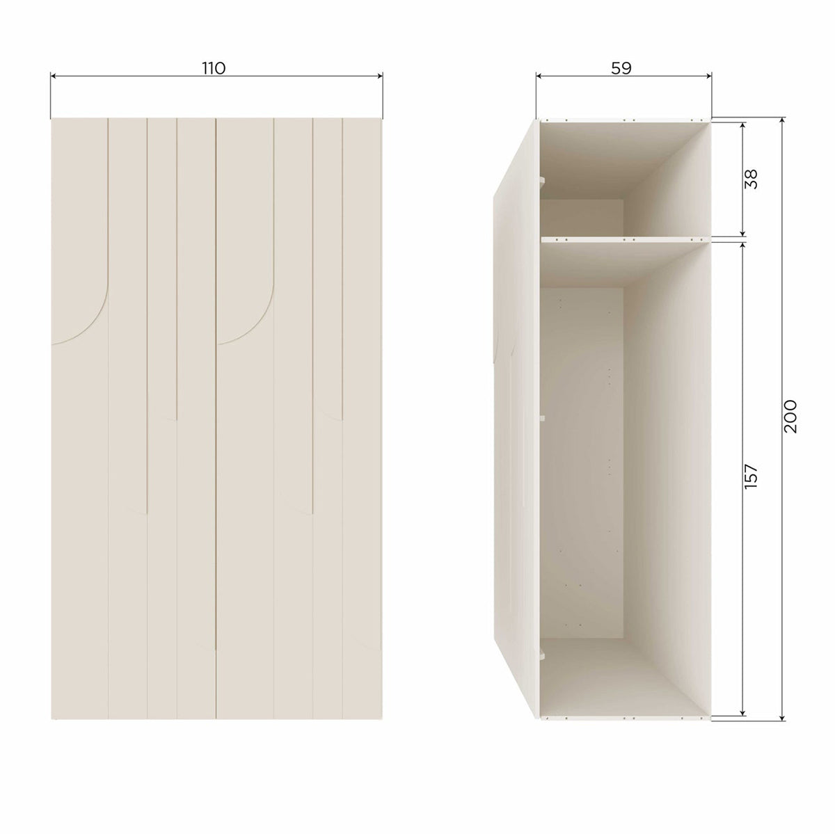 Rain Dust Pine Wood Wardrobe