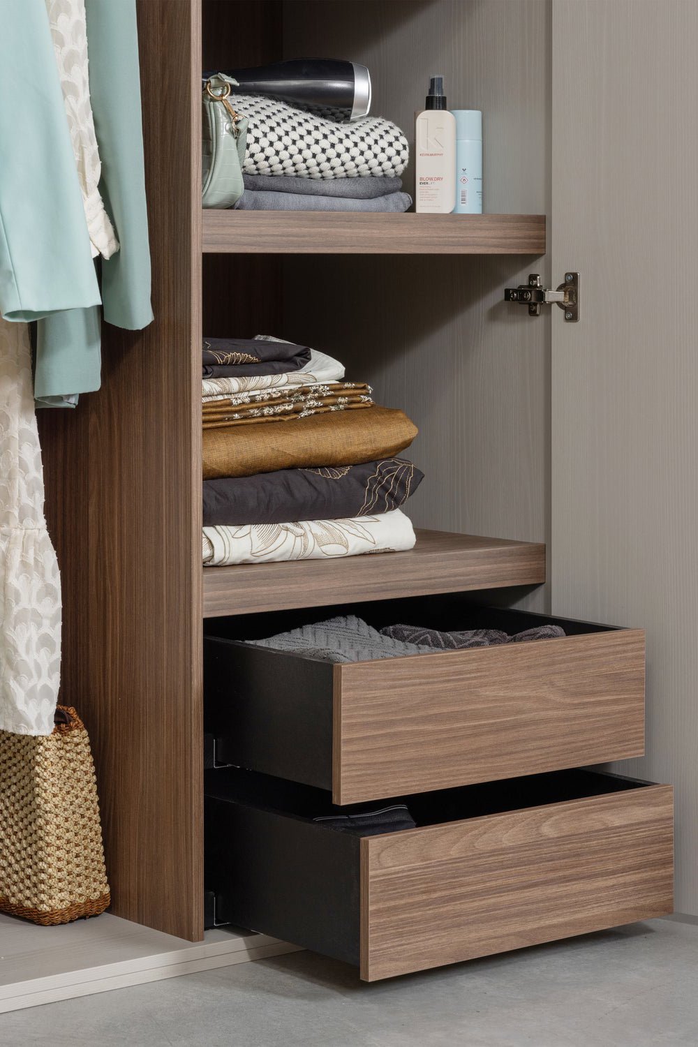 Rens Pebble Grey Long Handle 2 Door Wardrobe