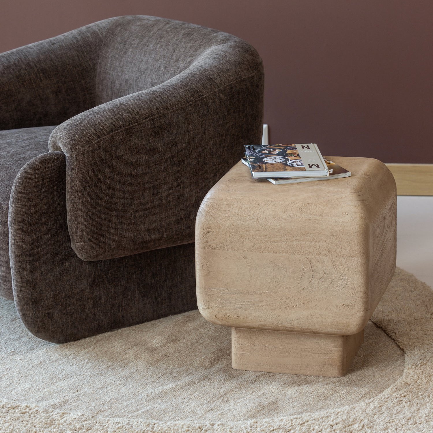 Rimea Light Brown Mango Wood Side Table