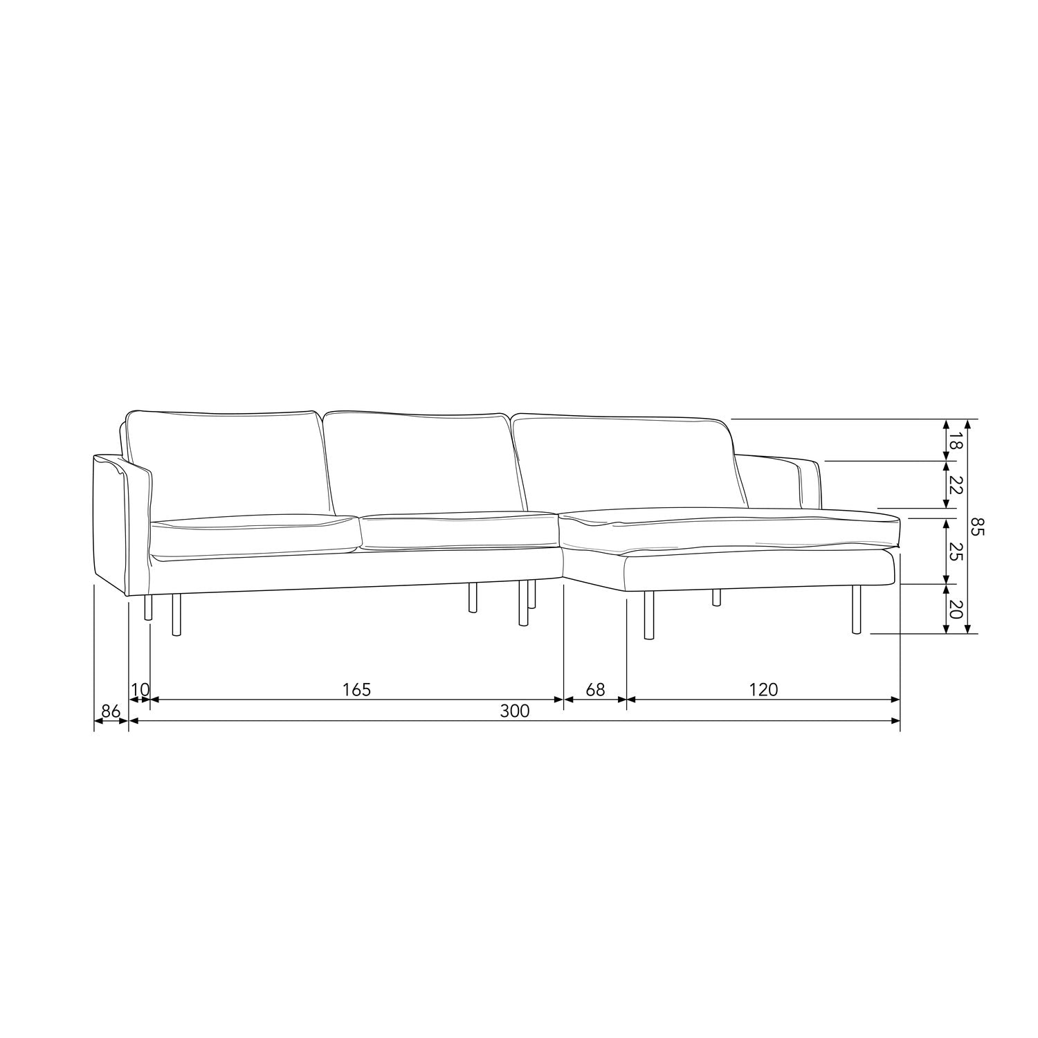 Rodeo Chaise Longue Sofa