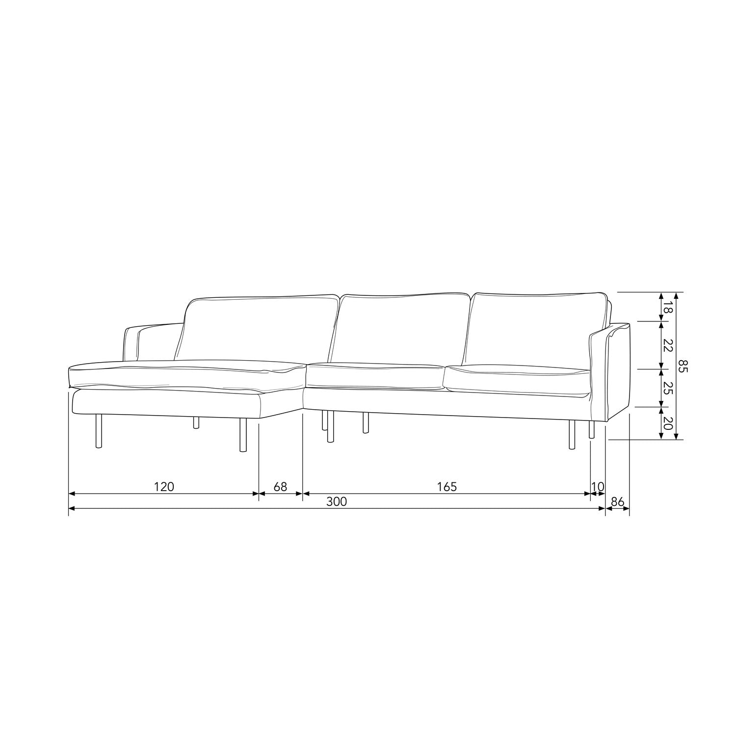 Rodeo Chaise Longue Sofa
