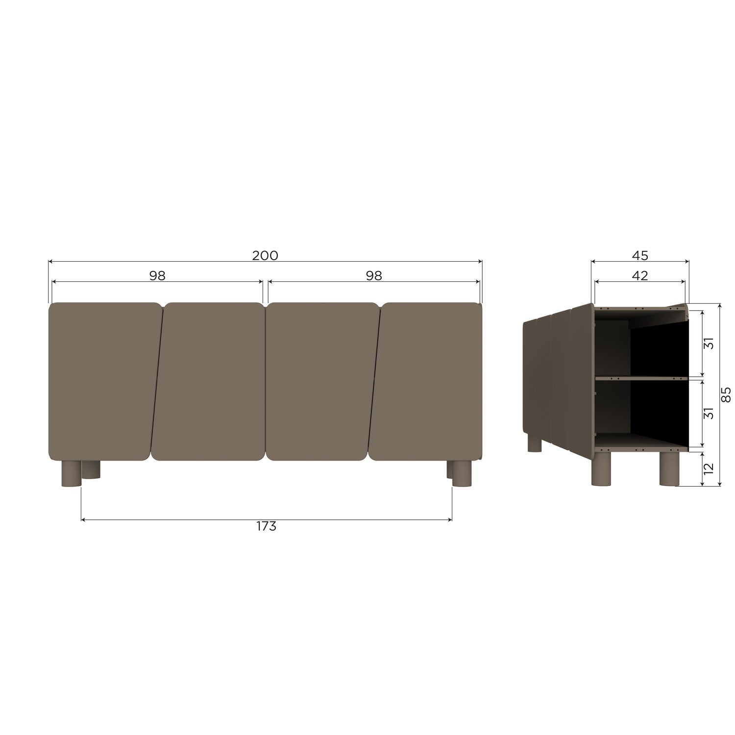 Root Truffle Brown Sideboard