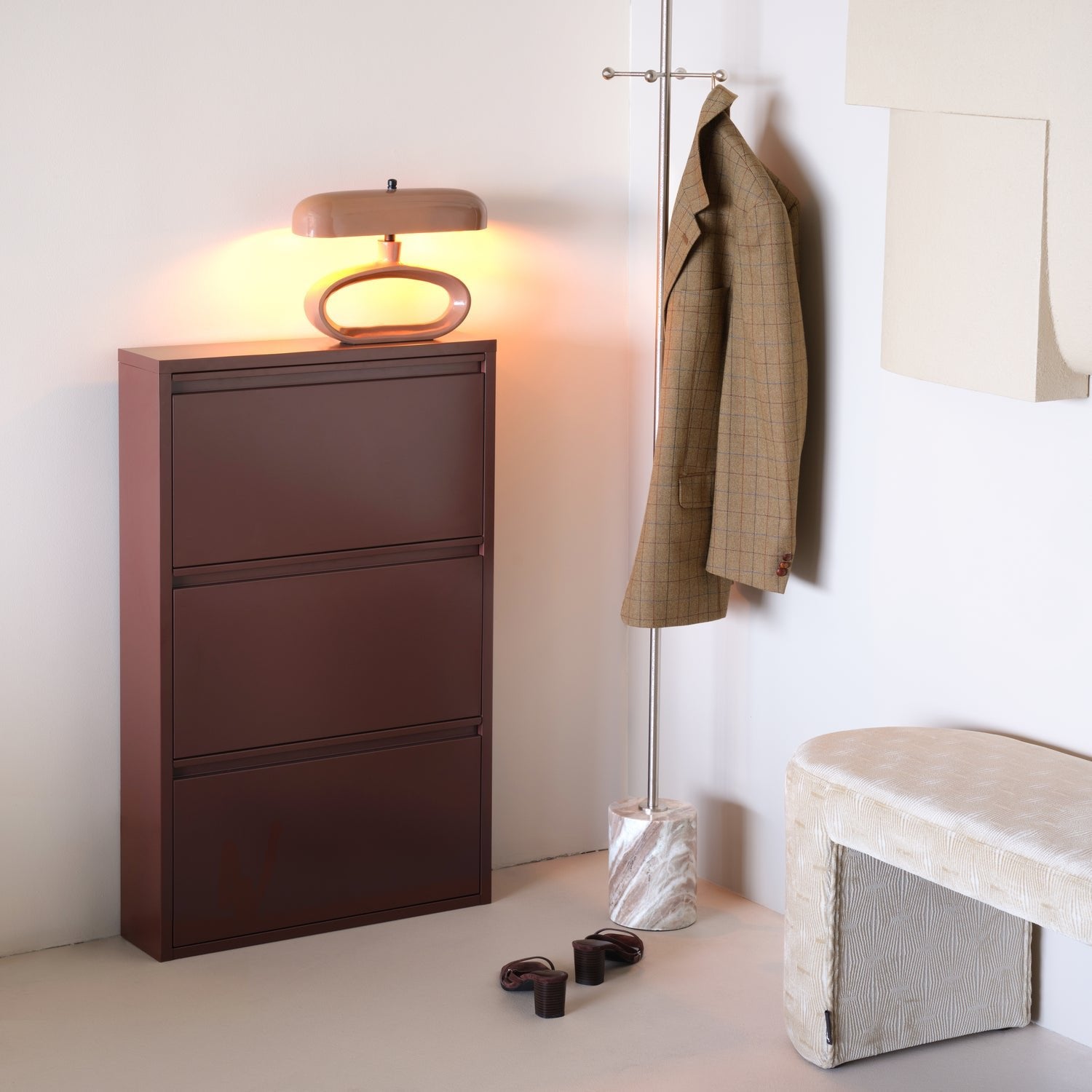 Sabine Metal 3 Compartment Shoe Cabinet