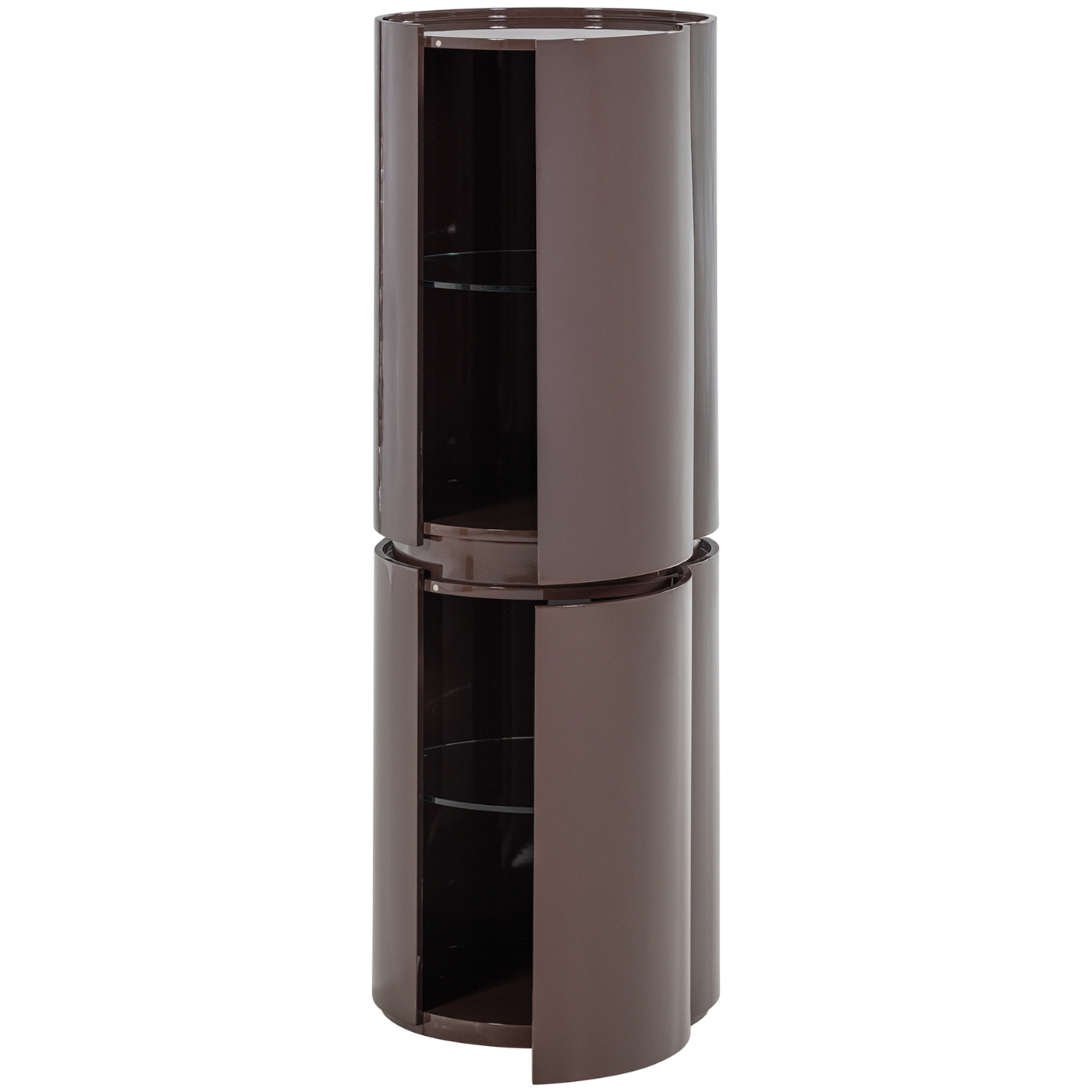 Sera Dark Brown High Gloss Round Cabinet