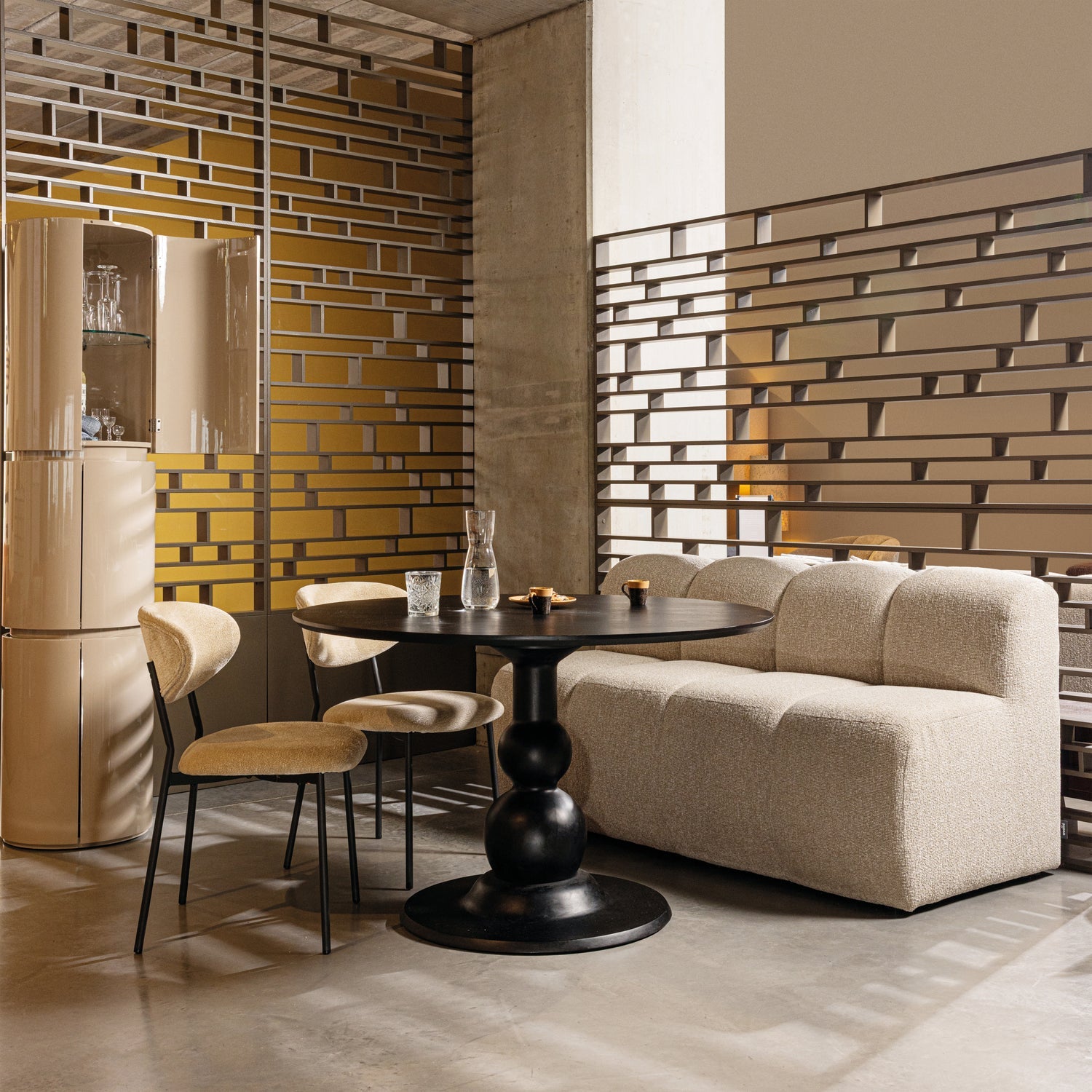 Sera Sand High Gloss Round Cabinet