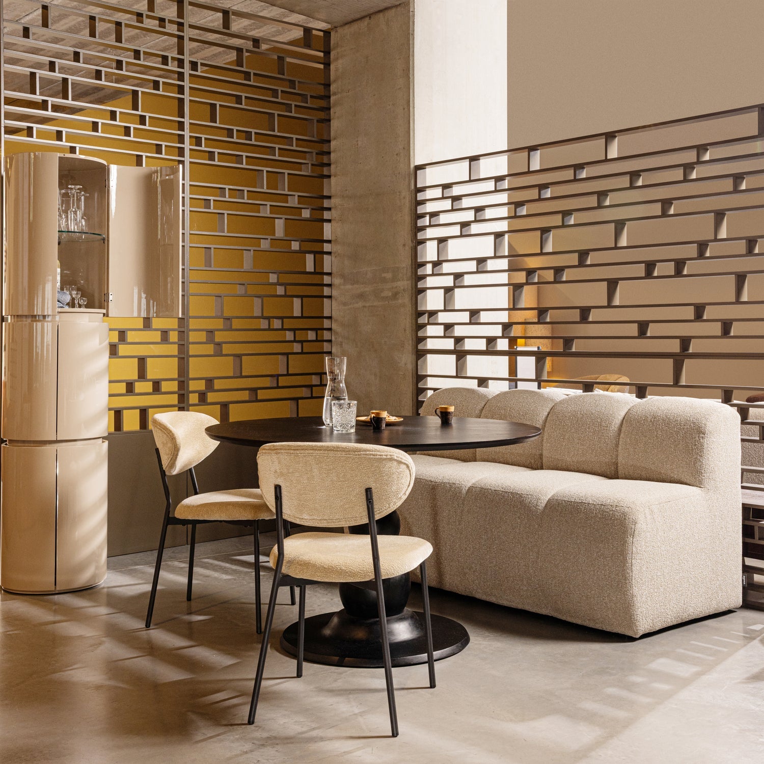 Sera Sand High Gloss Round Cabinet