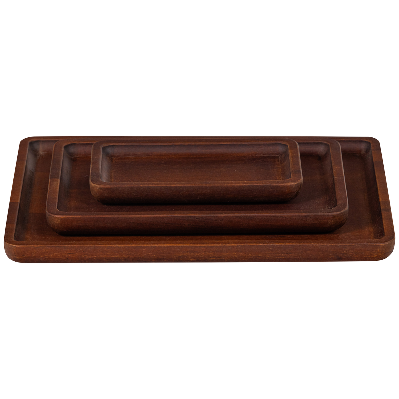 Trayla Brown Mango Wood Serving Tray (3/Set)