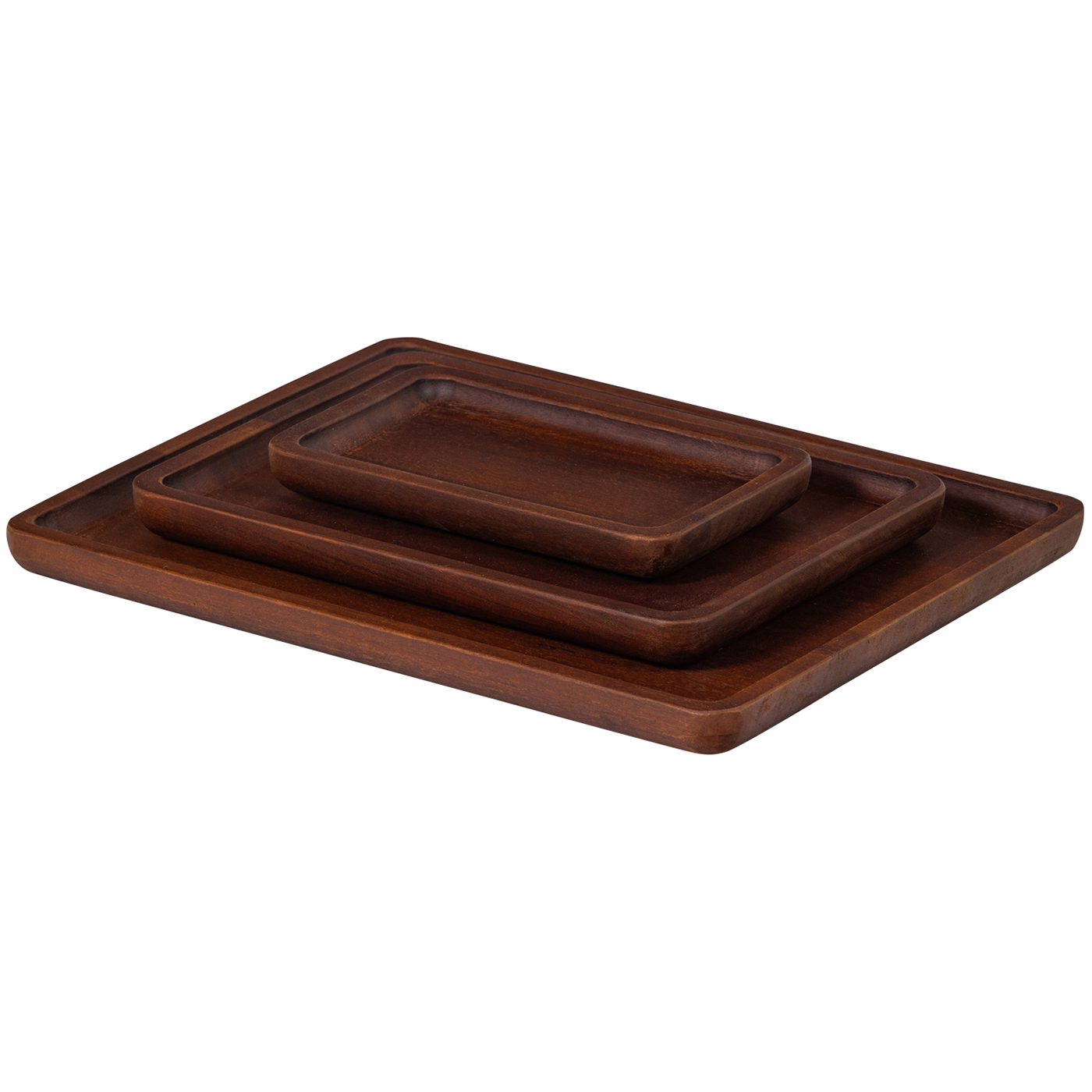 Trayla Brown Mango Wood Serving Tray (3/Set)