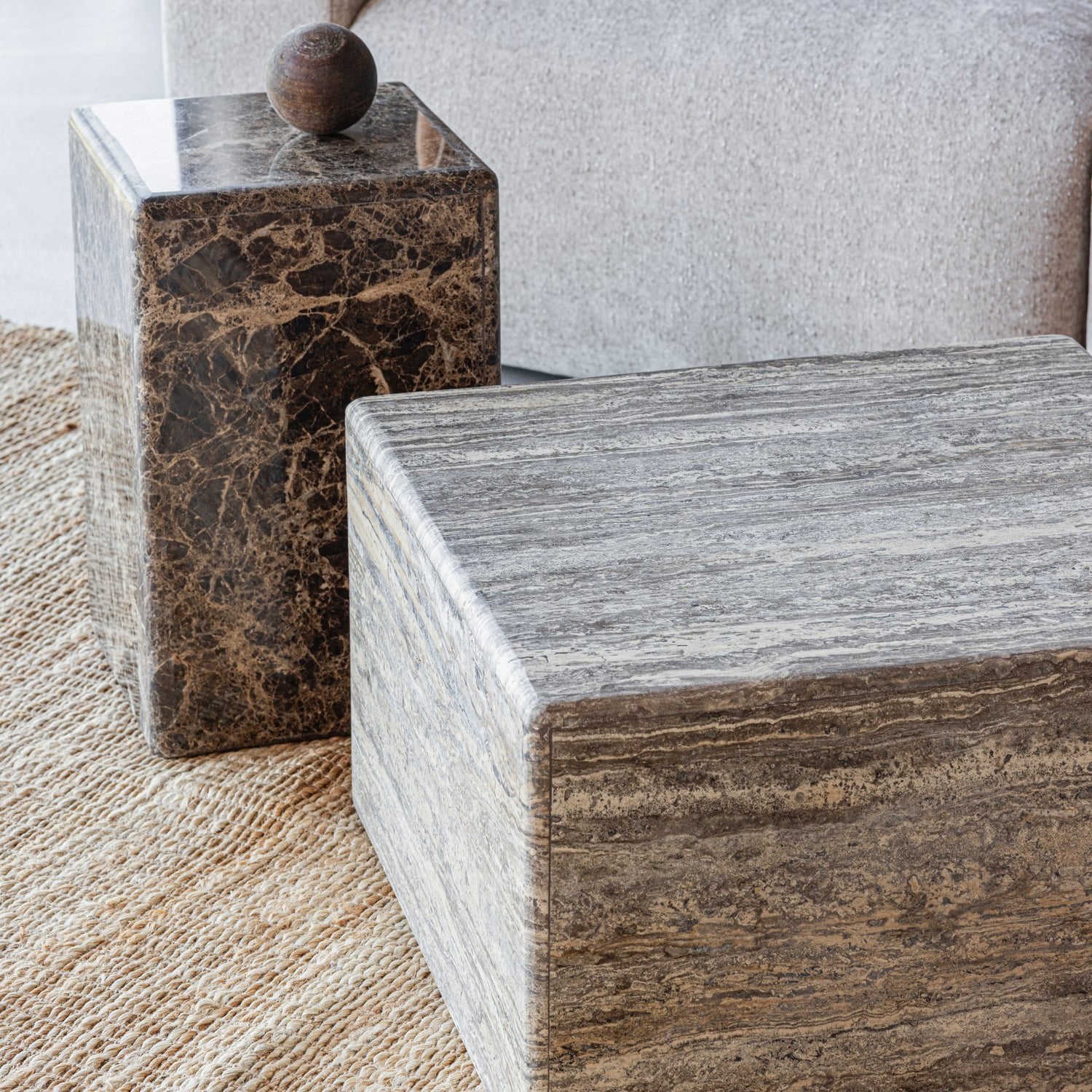 Vexa Brown Marble Side Table