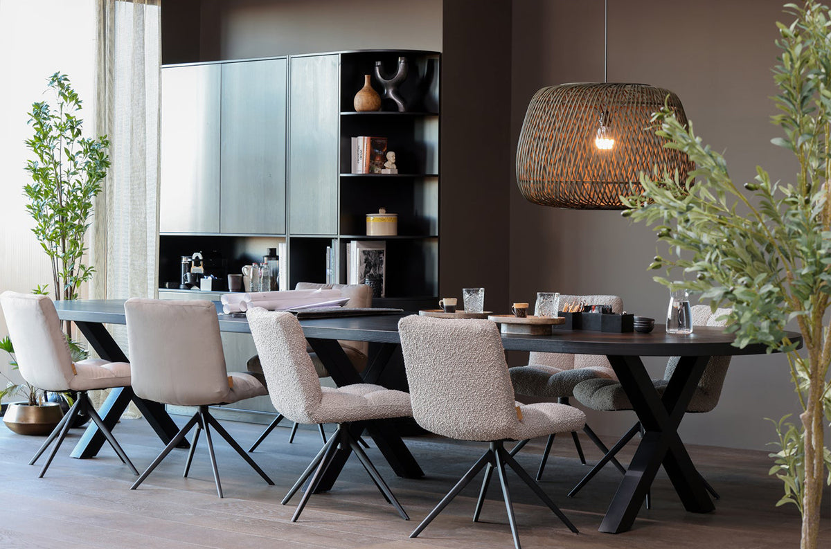 Vinny Sand Velvet Swivel Dining Chair