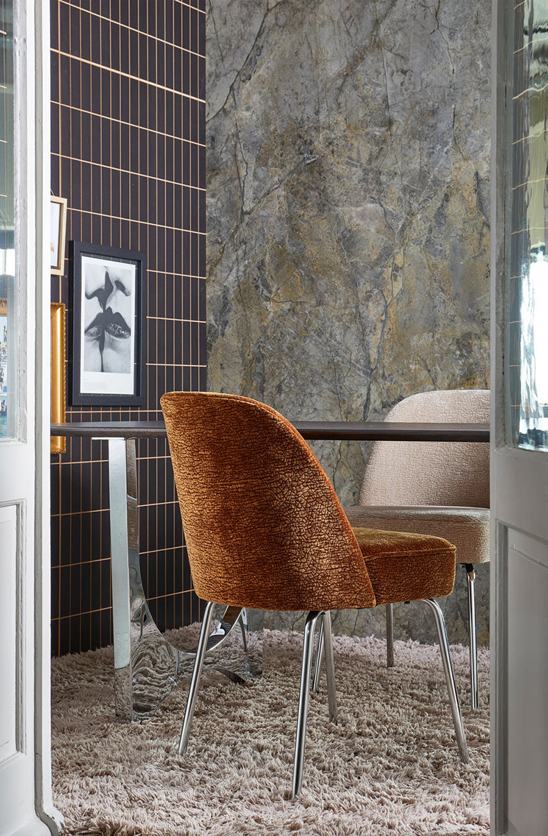 Vogue Chenille Dining Chair with Chrome Legs