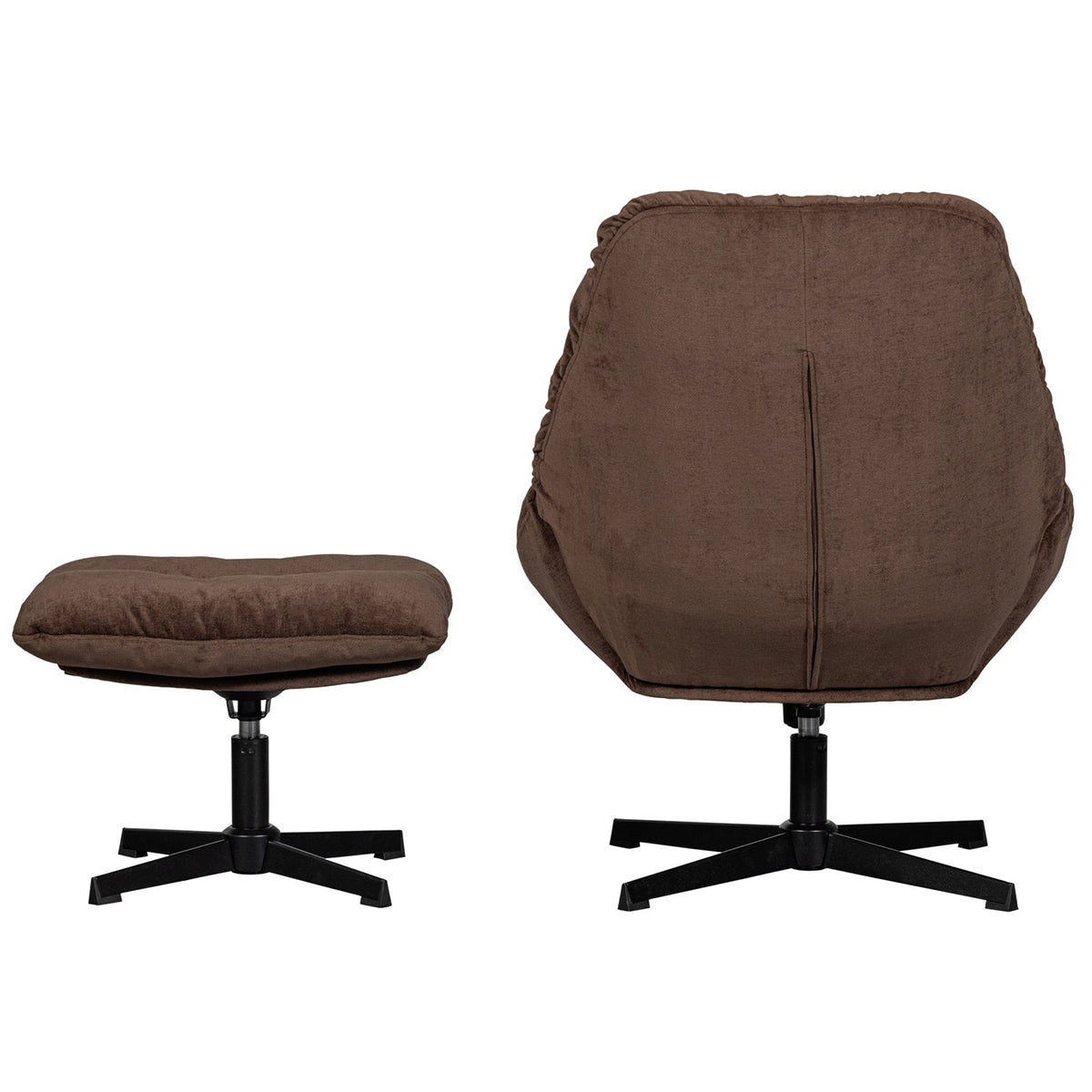 Yaro Espresso Chenille Swivel Armchair with Hocker